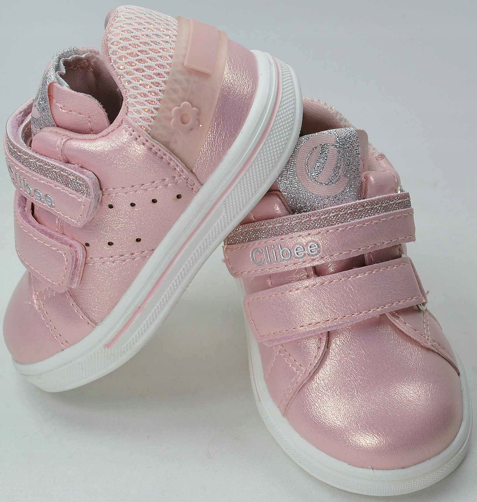 RÓŻOWE błyszczące adidaski dla dziewczynki półbuty wkł prof skóra rzep r 24 Kolor różowy