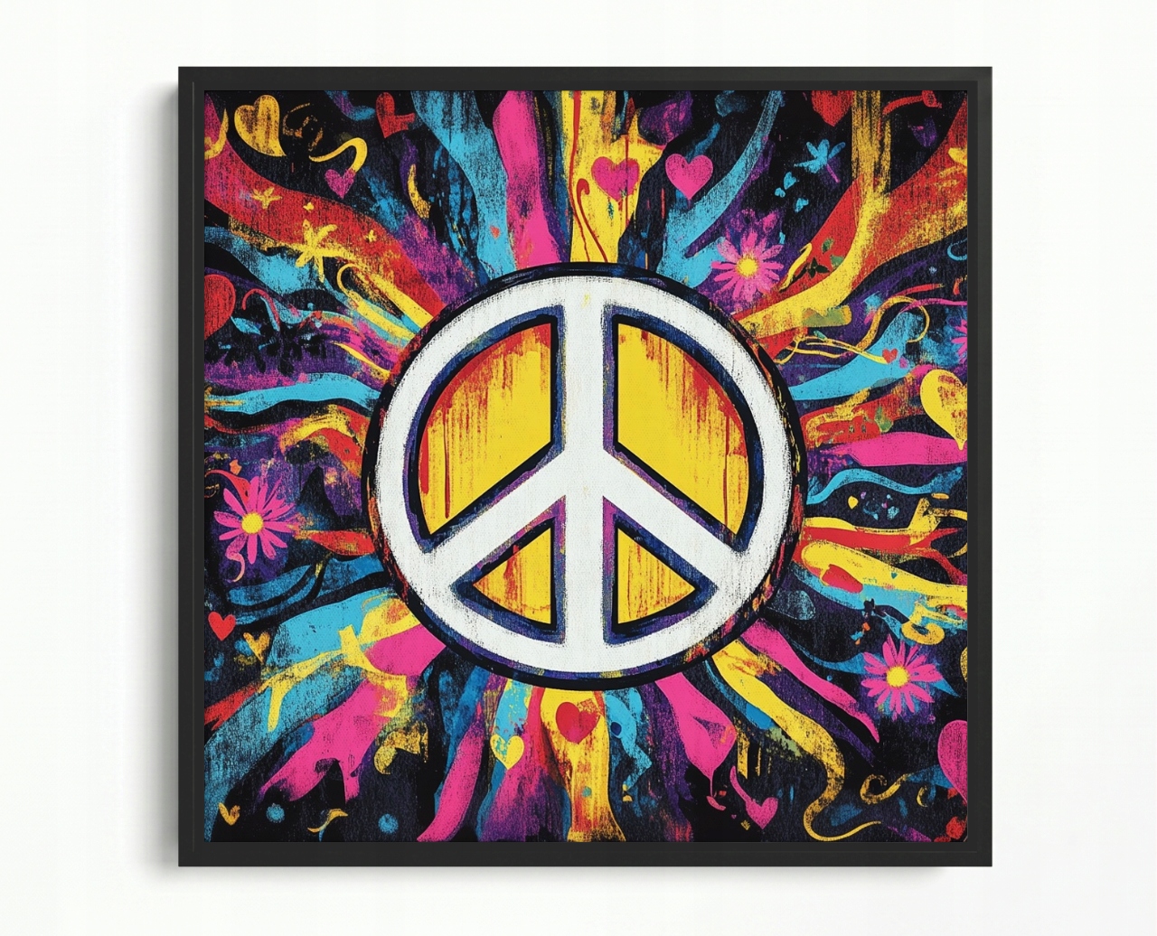 Obraz Rám American Box Graffiti Pokoj Peace Pacifka Hippie Boho 60x60