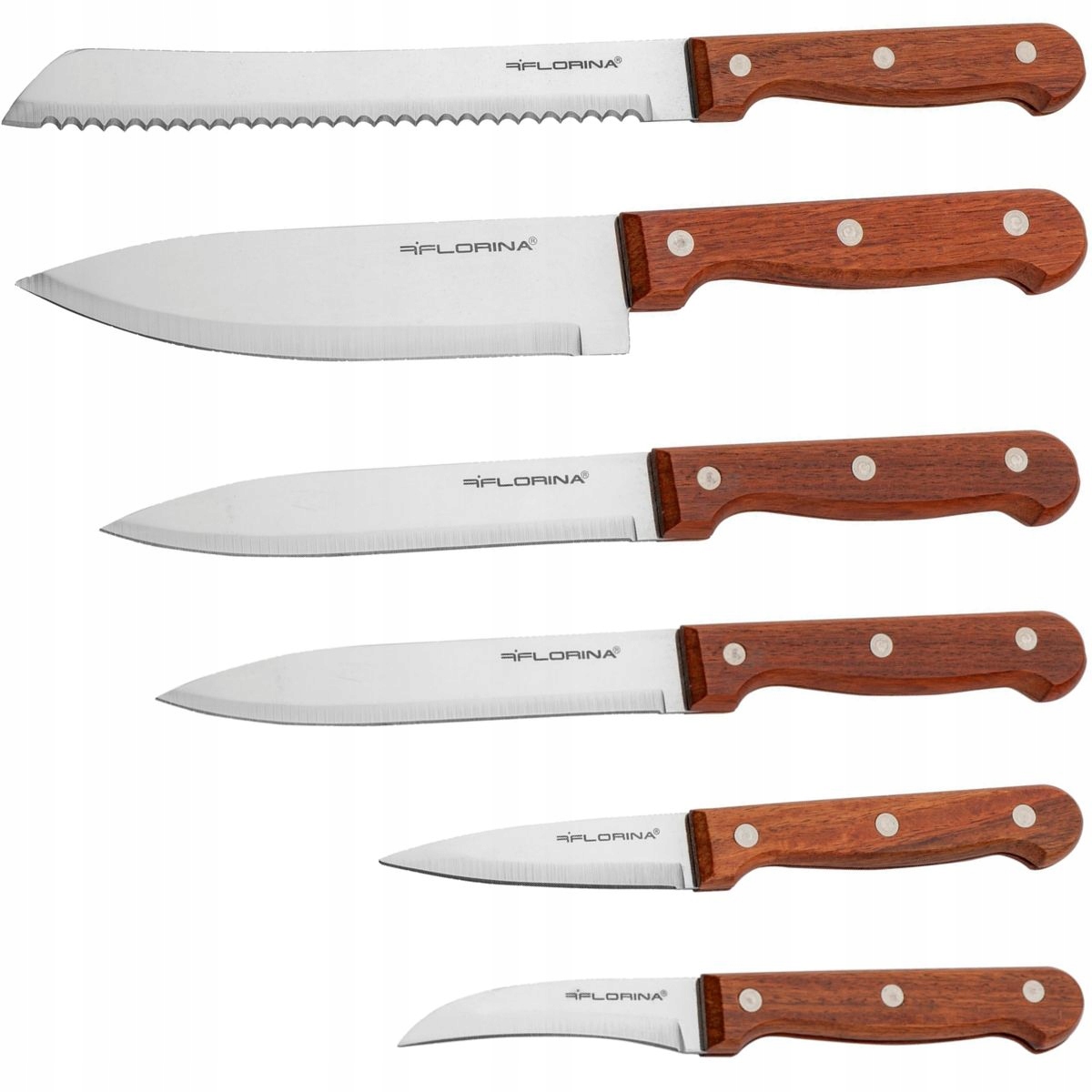 

Zestaw 6 Noży Kuchennych Florina Wood Drewno Stal