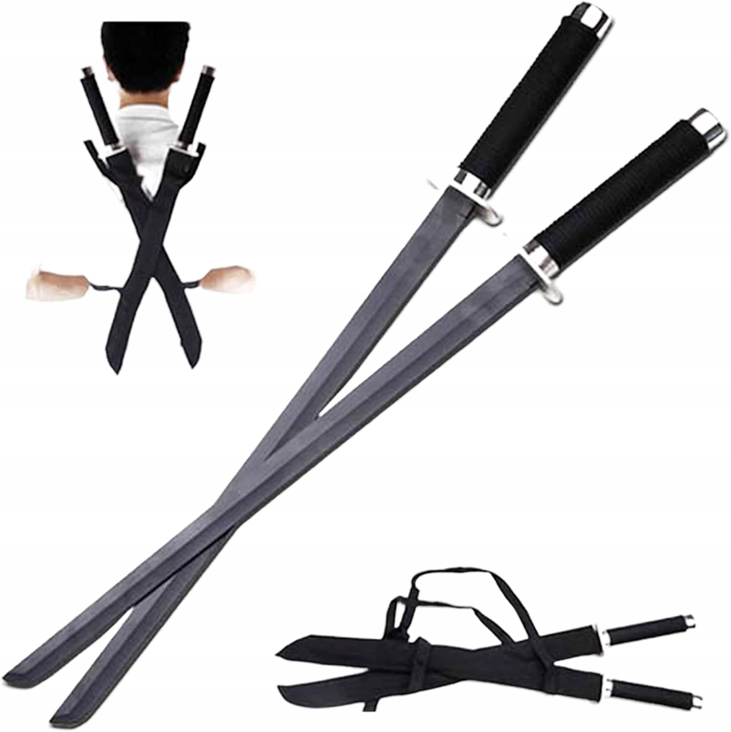 2 Meče Ninja S Nylonovými Pouzdry HK-1456 Lehký Trénink Při Řezání