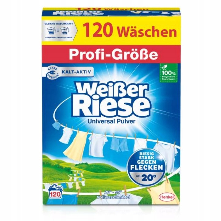Weisser Riese proszek do prania tkanin kolorowych kolor 120 prań 6,5 kg De