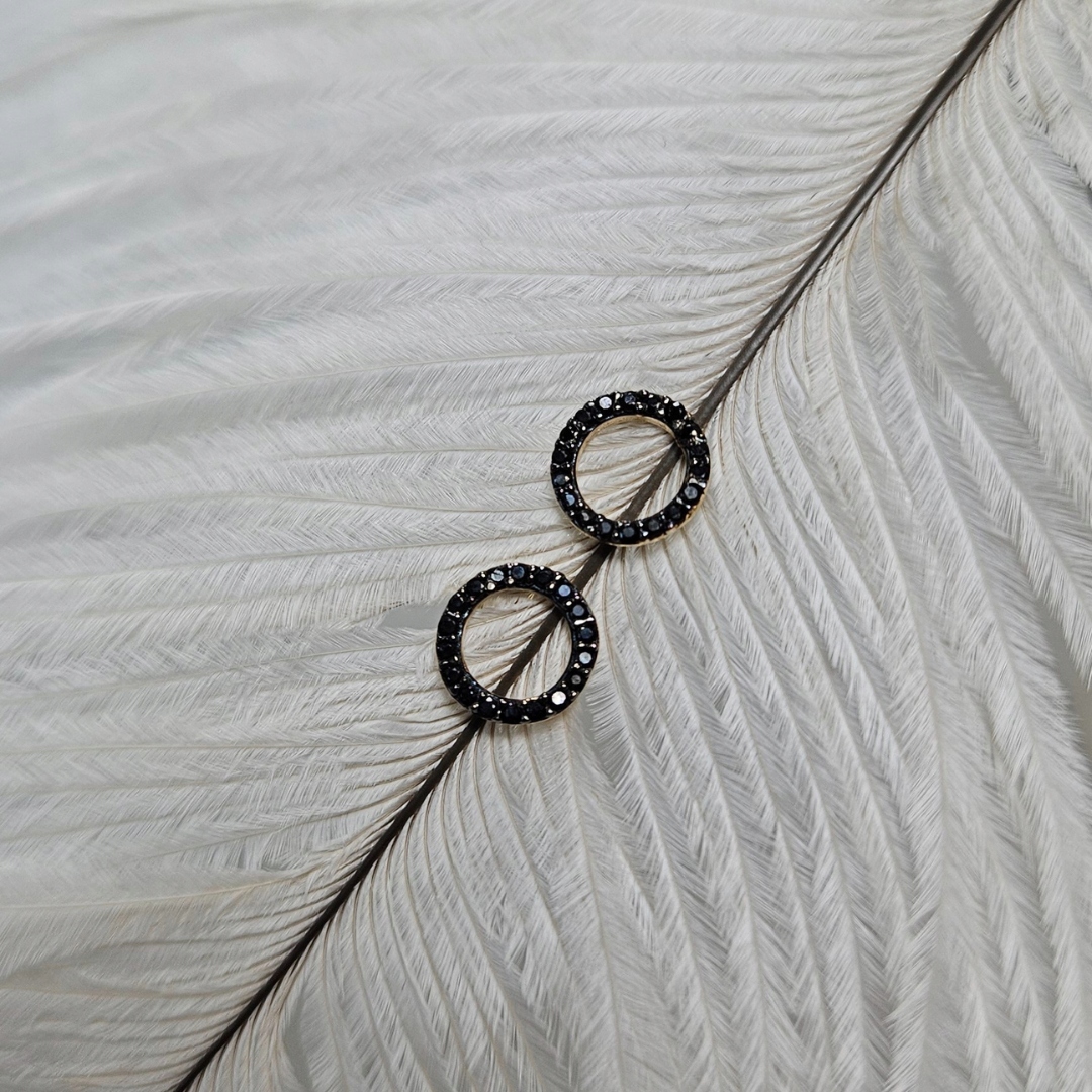 Zlaté náušnice s černými zirkony – pr.585