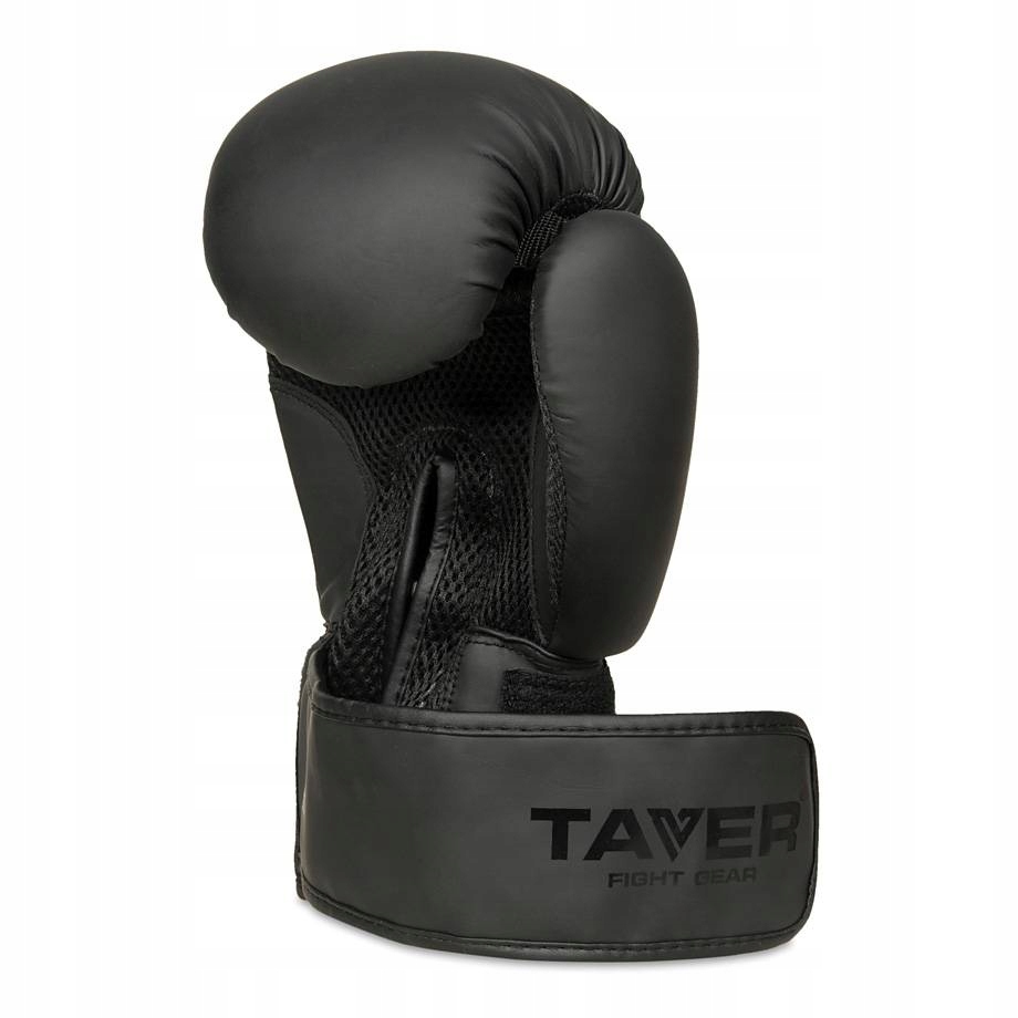 RĘKAWICE BOKSERSKIE SPARINGOWE CZARNE MATOWE KICKBOXING TAVER BLACK 10 OZ Stan opakowania oryginalne