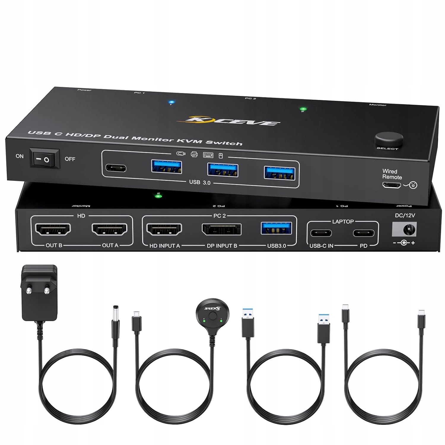 Přepínač Kvm Youtinghdav Usb-c 2 počítače 2 monitory Dual 4K@60Hz