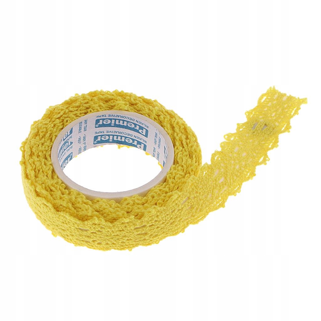 2 Yards Lace Pattern Cotton Self adhesive Tape, Washi Tape żółty