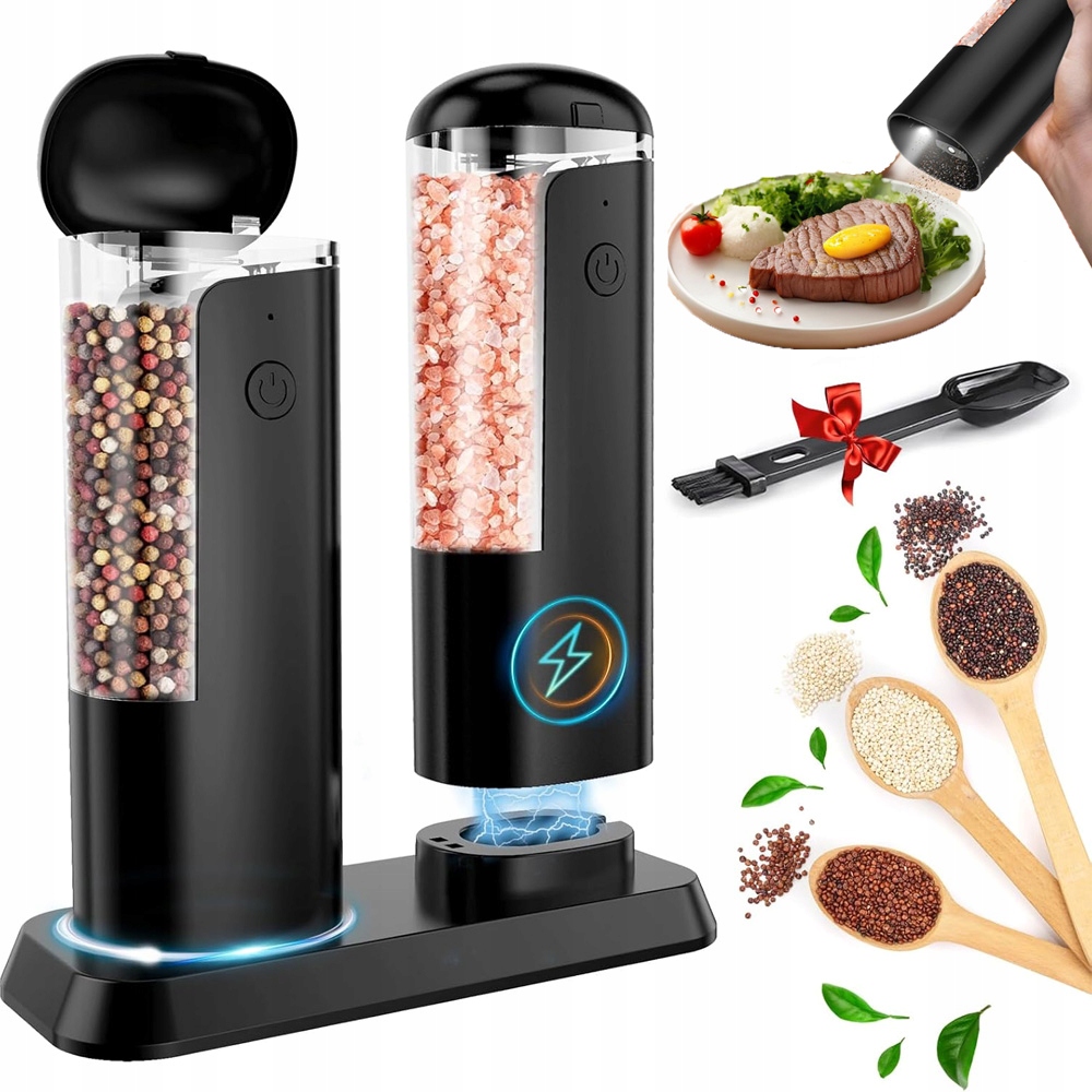 Elektrický Mlýnek Na Pepř A Sůl, Sada 2 Ks, Nabíjecí Usb Podstavec