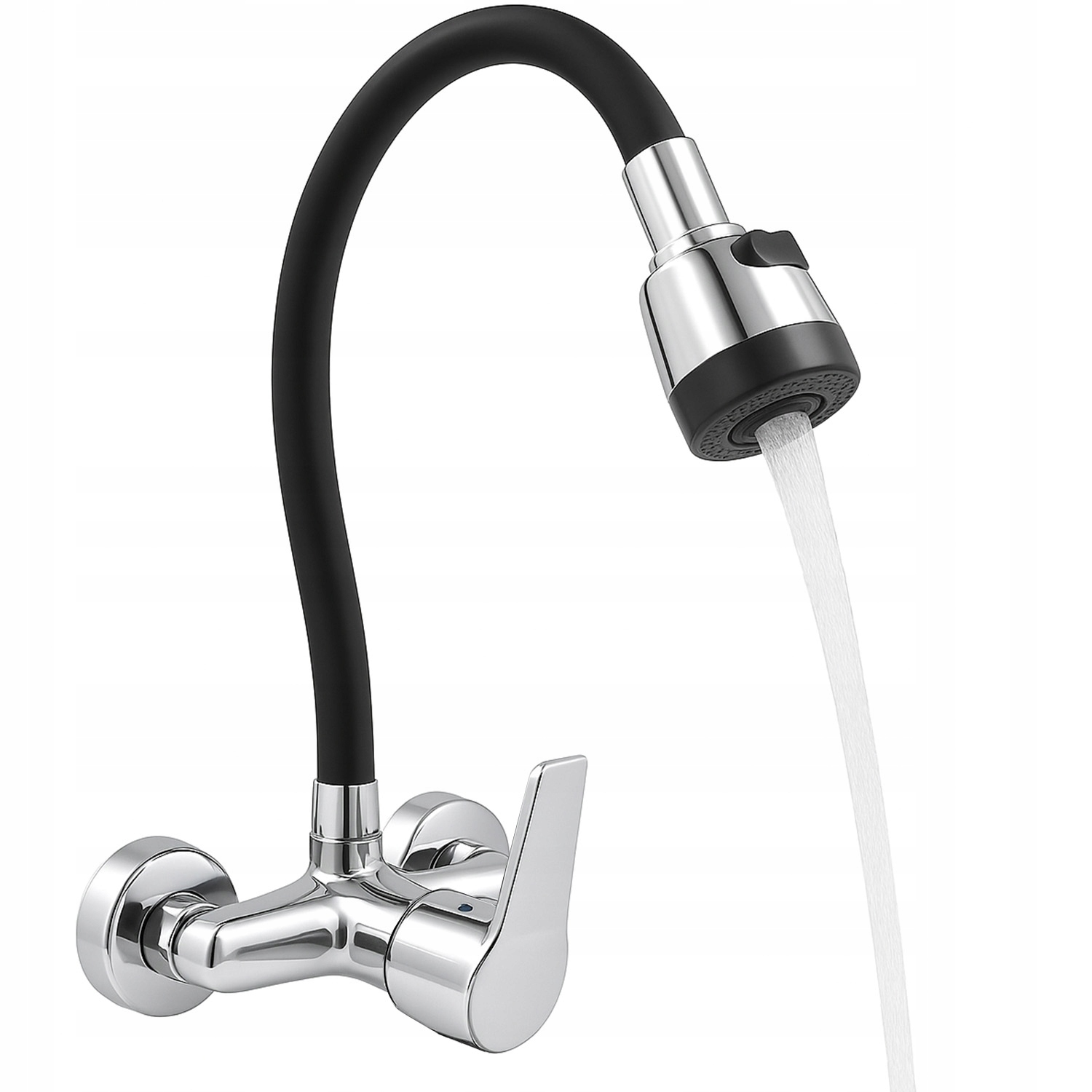 BATERIA KUCHENNA ŚCIENNA ELASTYCZNA RUCHOMA WYLEWKA FLEX CHROM CZARNA