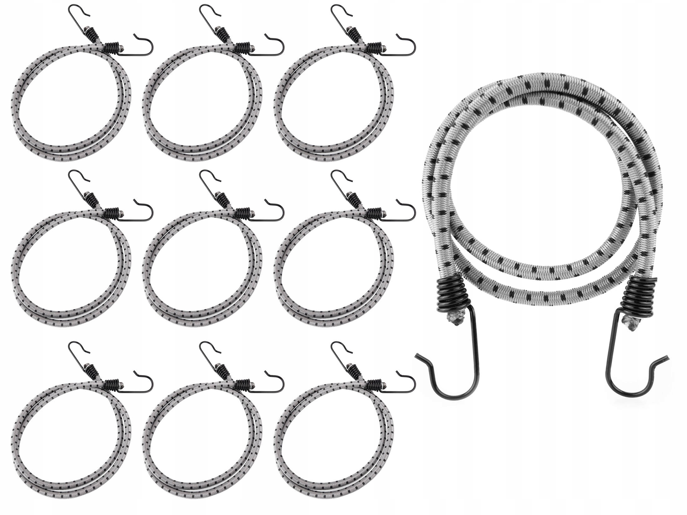 Sada upevňovacích gum s háčky, expandér 8 mm pro zavazadla, 10 ks 80 cm