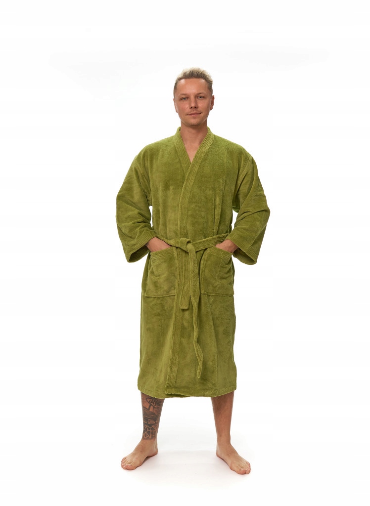 Męski szlafrok kimono, Olive Green