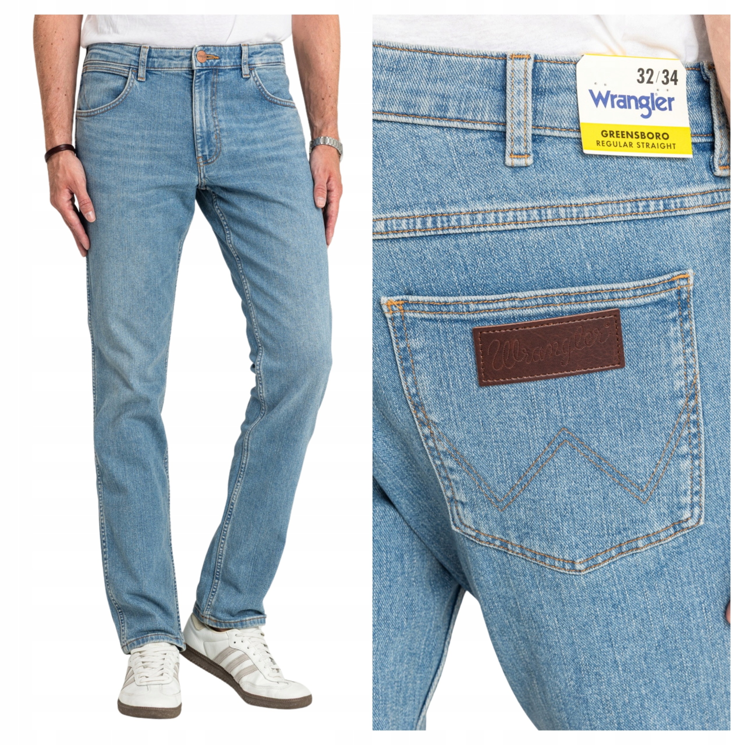 Pánské kalhoty Wrangler Greensboro Bavlněné modré džíny W38 L30