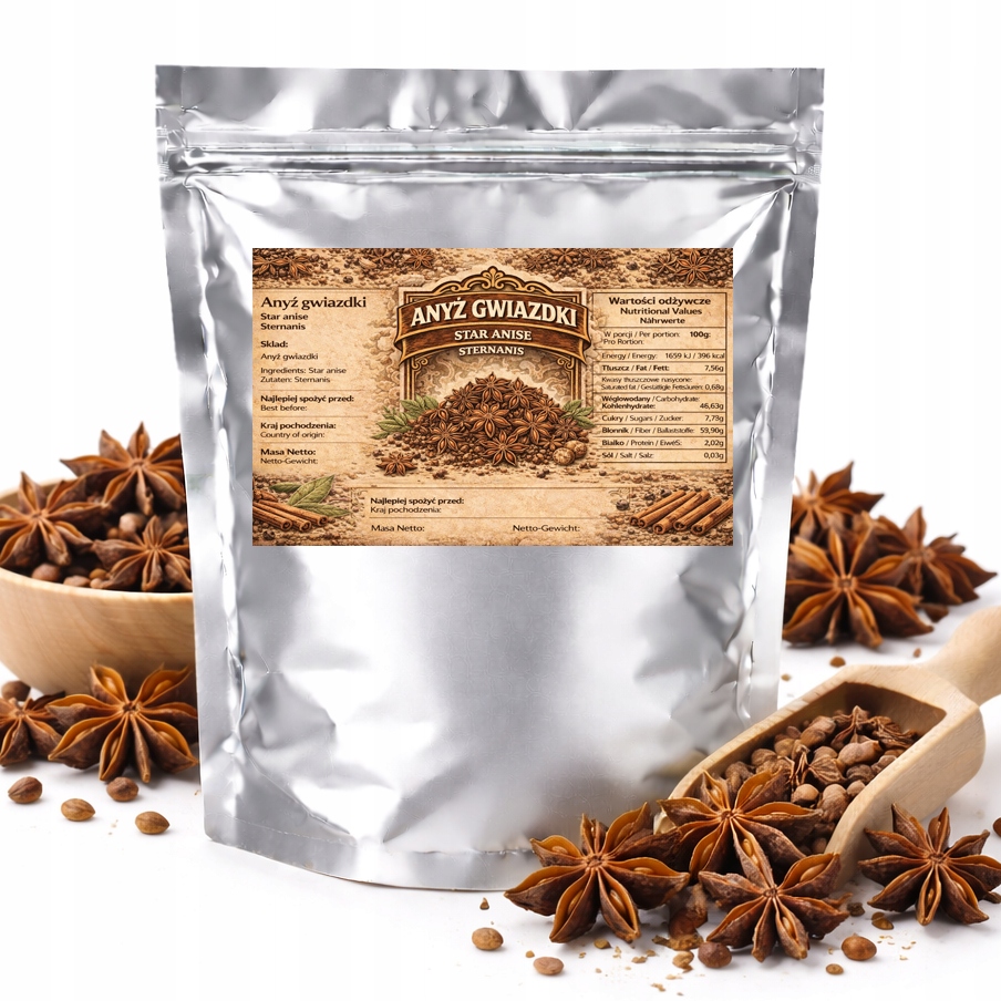 Hvězdičkový anýz – prémiová kvalita, intenzivní aroma koření 1 kg