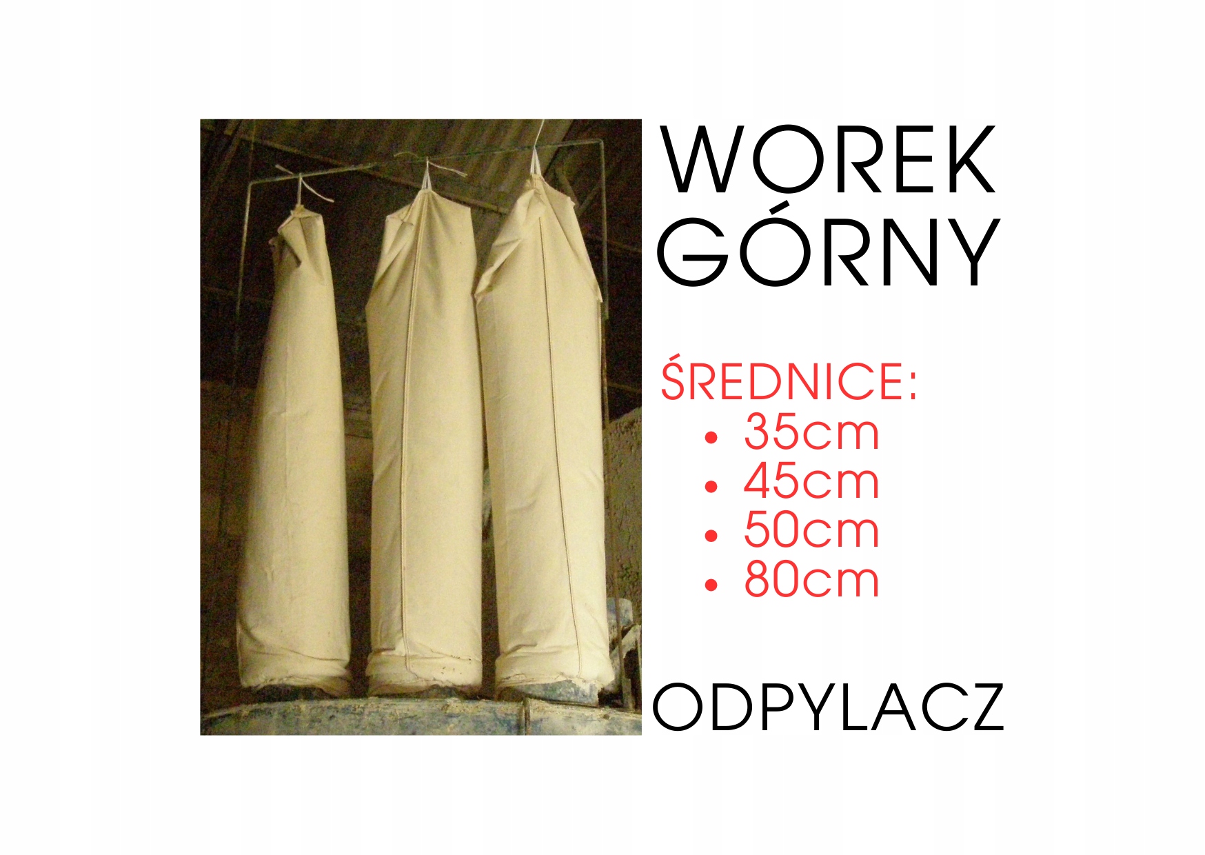 Worek 45 x 160 cm Worki górne do mieszalnika FILTRY odpylające ODPYLACZE