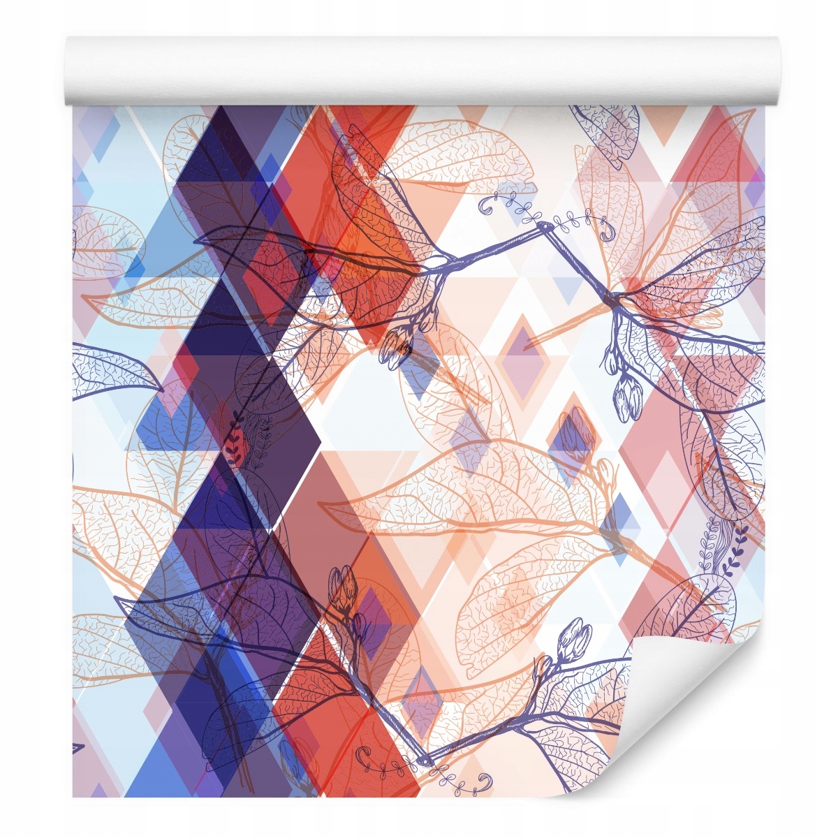 Tapeta do ložnice Geometrický vzor Listy Romby