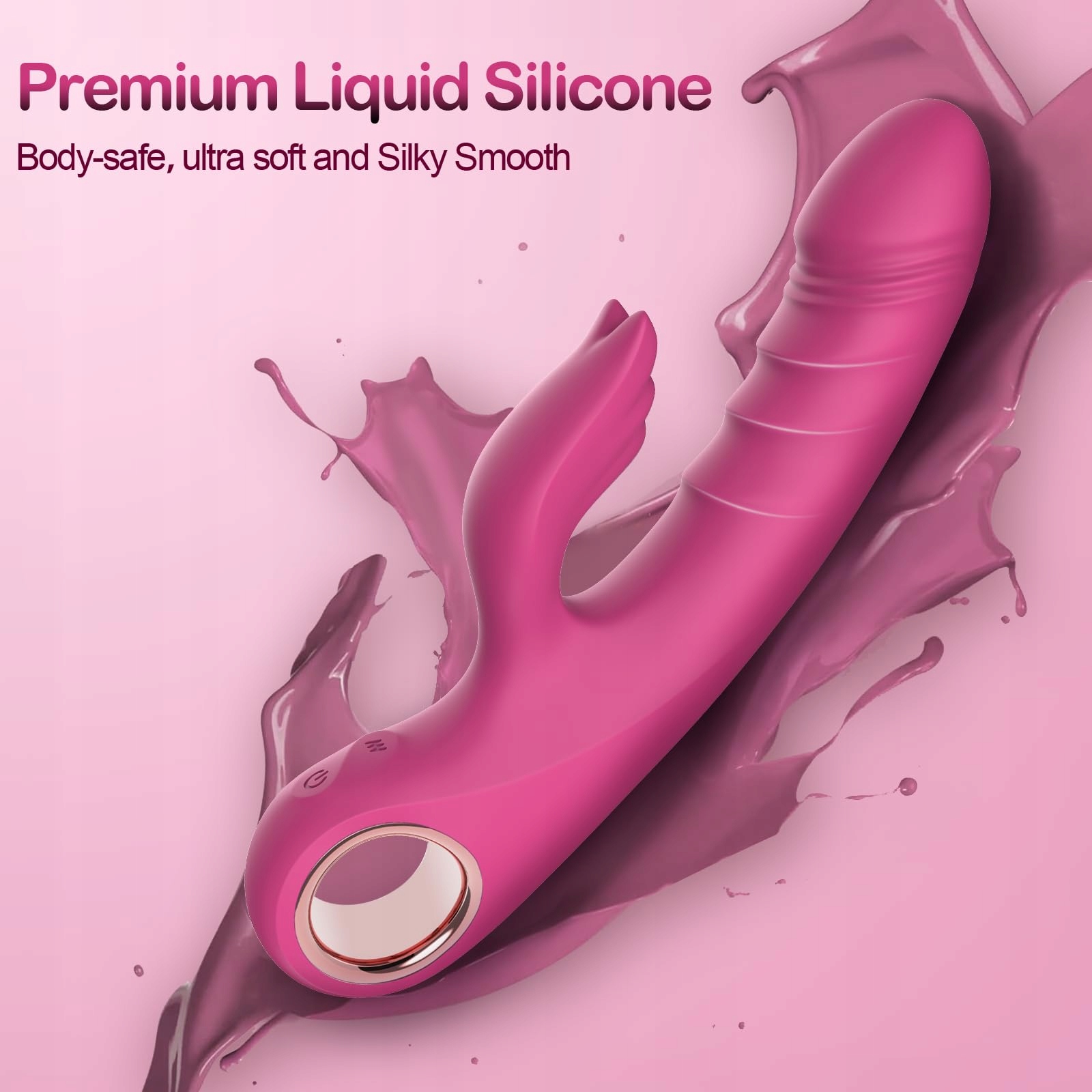 RABBIT Vibrator Dla Kobiet Z Funkcją Pchającą 10 Trybów Różowy — miniatura 4