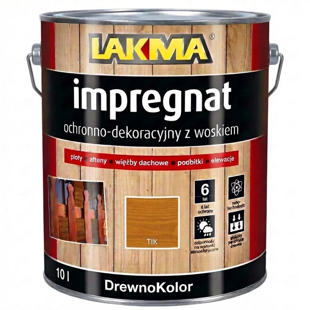 Impregnat Ochronno-Dekoracyjny z Woskiem Tik 10L Lakma