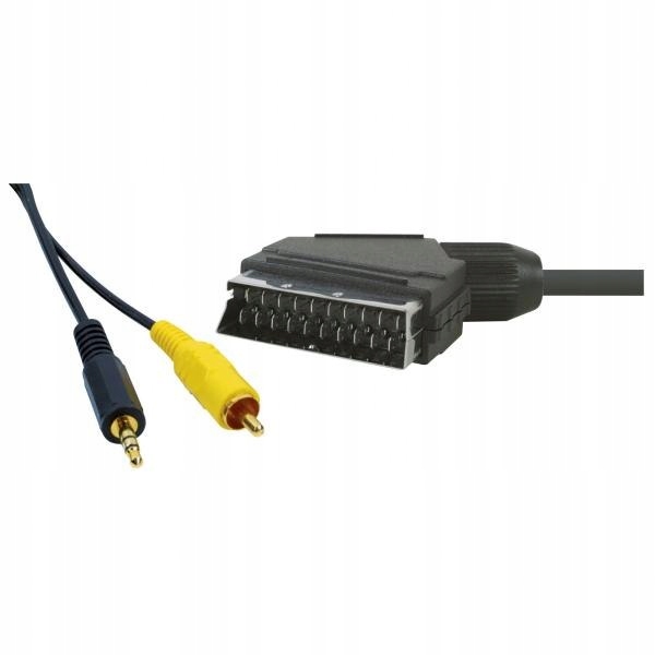 Kabel Scart M- Cinch Jack (3,5mm) M, 5m, czarny
