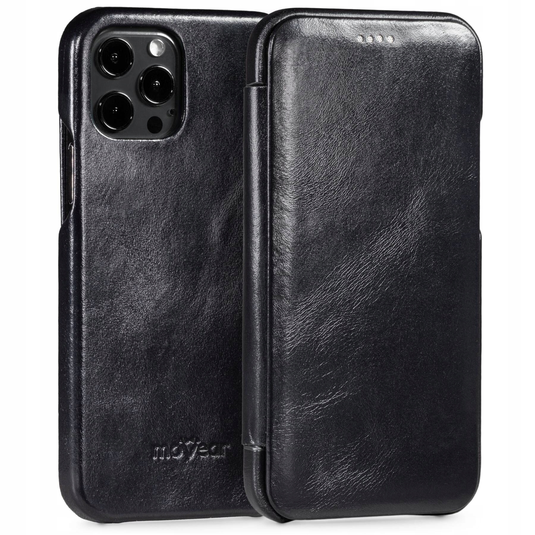 Pouzdro kožené pro iPhone 12 Pro 12 Obal book slim case Černé Movear