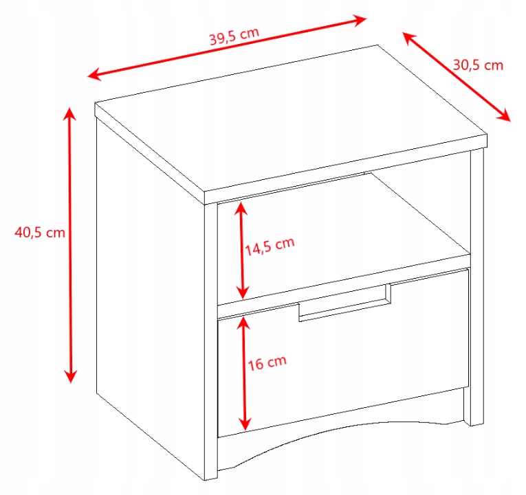 KOCOT KIDS BIAŁA KLASYCZNA SZAFKA NOCNA Z SZUFLADĄ CLASSIC Wysokość mebla 40.5 cm