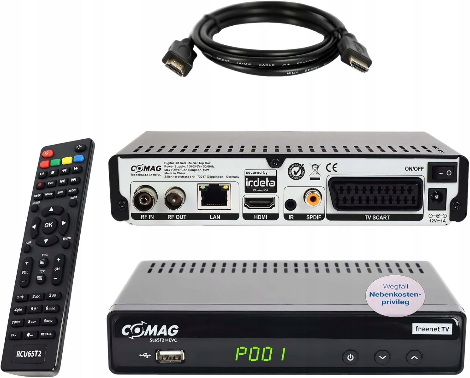 N210 Sky Vision COMAG SL65T2 DVB-T2 Odbiornik Tuner 1080p, HDMI, SCART