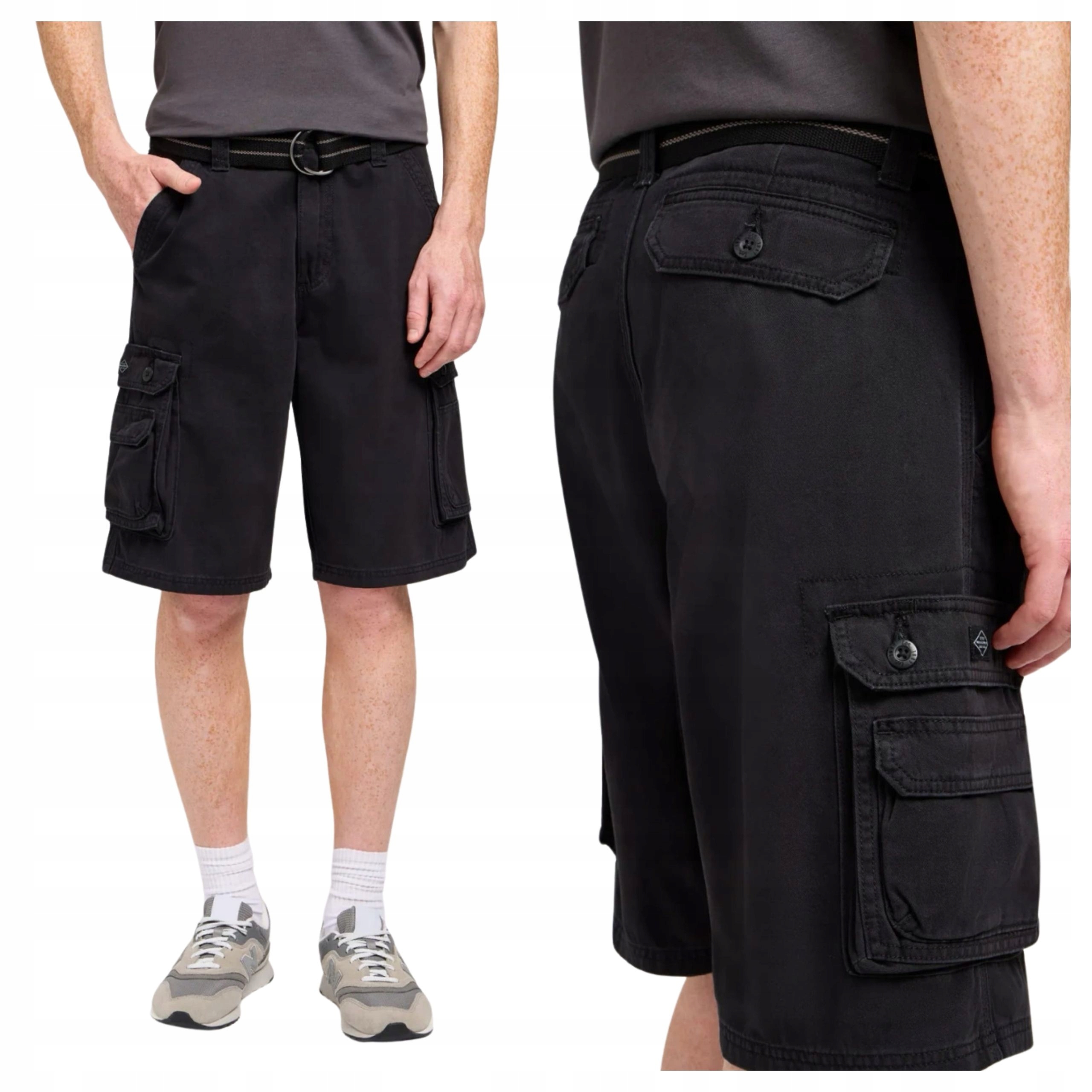 Pánské šortky Lee Wyoming Cargo Černé Bavlněné Casual W38