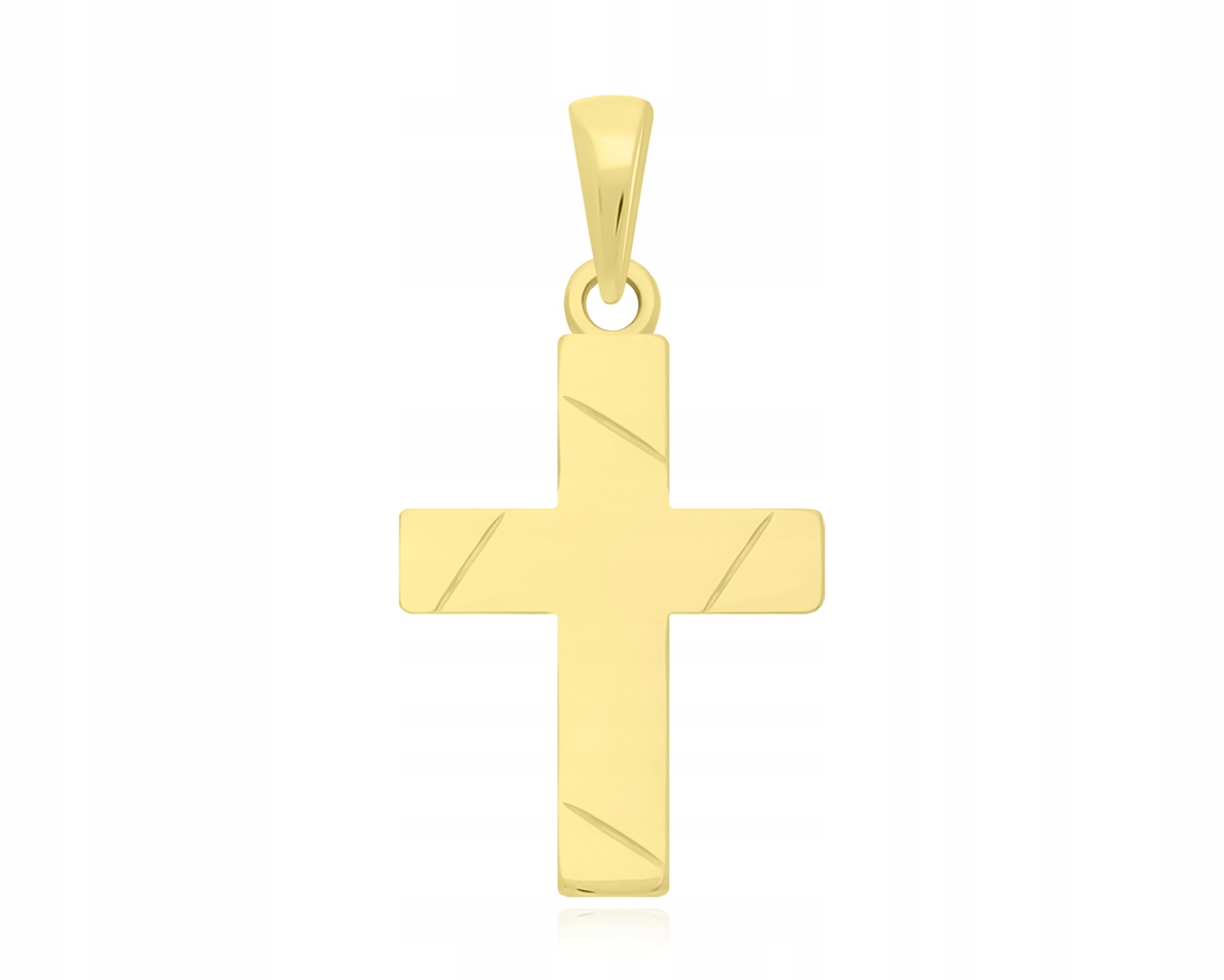Zlatý křížek 585 Hladký Gravírování Přívěsek na Řetízek 14karátové zlato