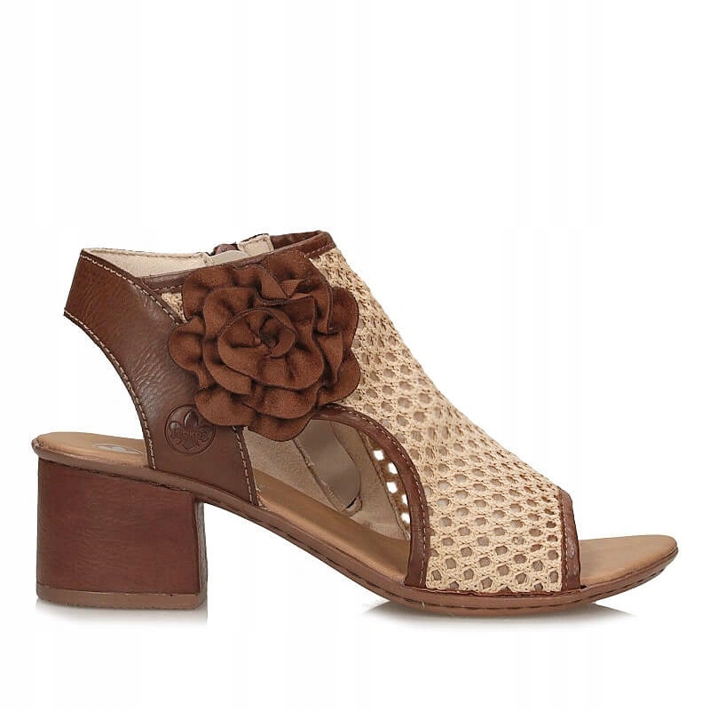 Dámské sandály Rieker 64694-24 Brown hnědé s podpatkem na zip