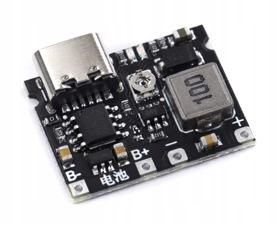 Moduł 2w1 TP4056 + MT3608 Ładowarka i przetwornica Step-Up 28V USB-C / 0116 Model TP4056-ADJ USB C