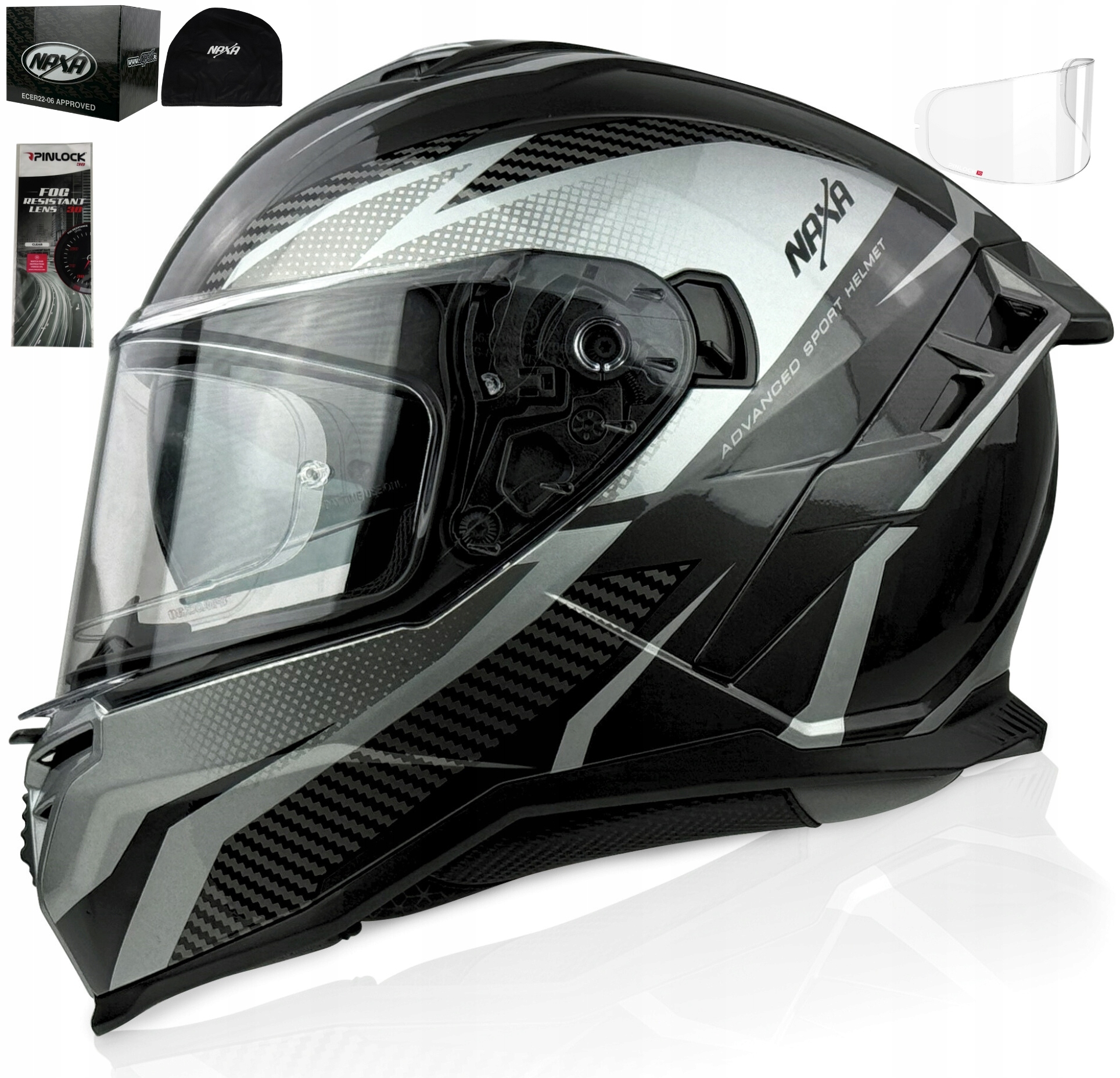 Kask Motocyklowy Naxa F32 r.M Blenda| Interkom Ready|+ Pinlock W Zestawie