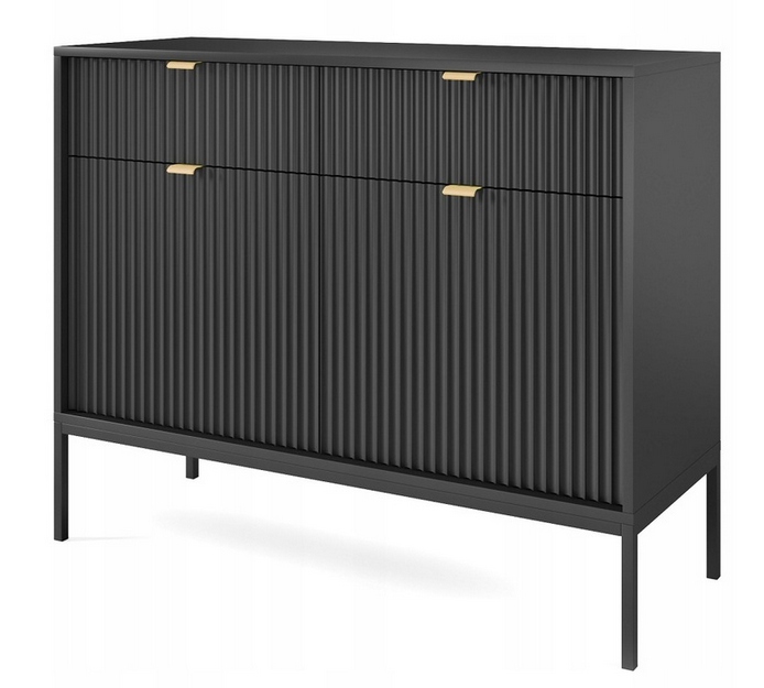 

Komoda 104 czarna +złote uchwyty czarne nogi Nov