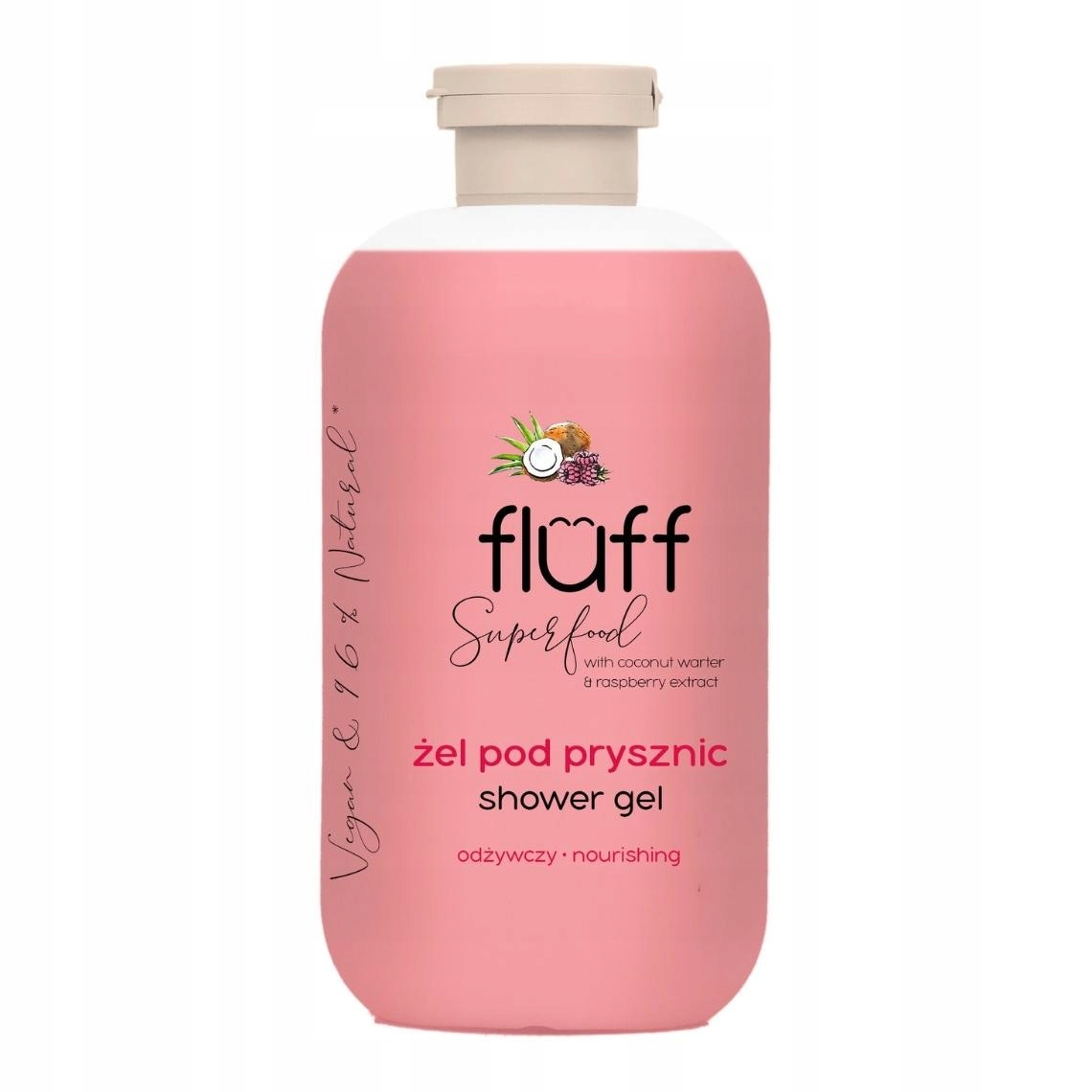 

Fluff, Żel pod prysznic, Kokos i Malina, 500 ml