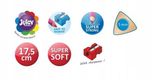 Kredki GRUBE Trójkątne 12 k. + Temperówka Colorino Rodzaj ołówkowe
