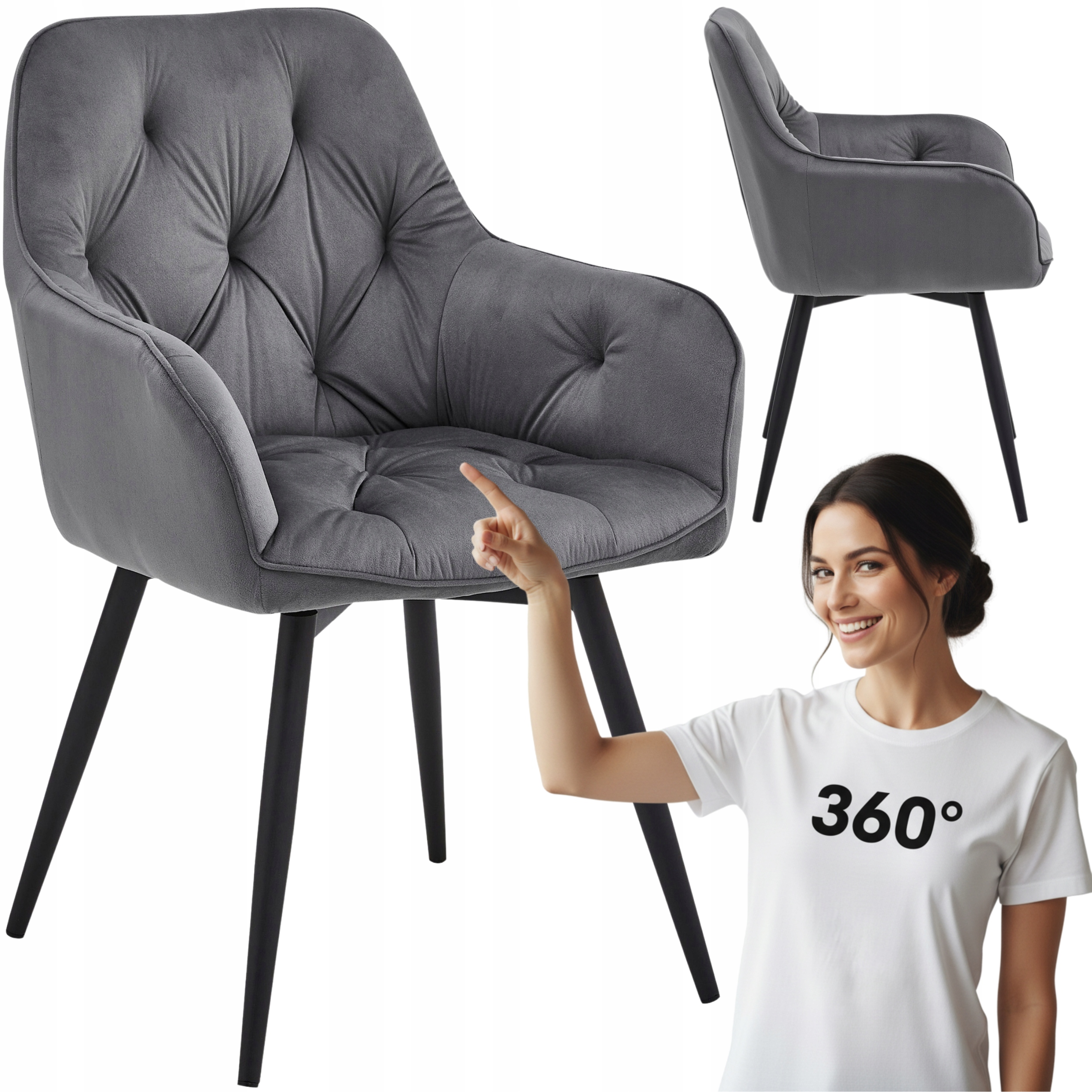 Krzesło Obrotowe Tapicerowane Welurowe Velvet Salon Jadalnia LUNA360