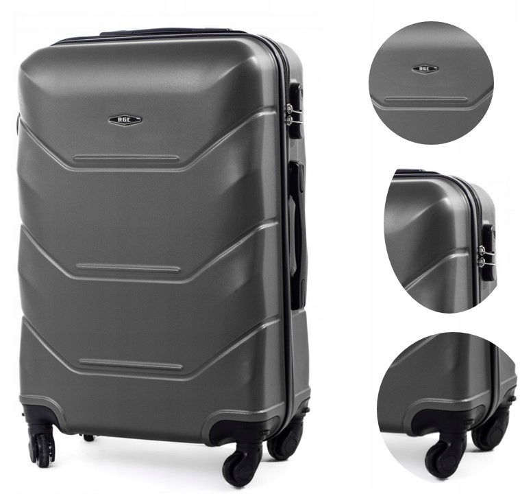 Walizka Średnia Rgl Twarda Podróżna Bagaż Abs Szary