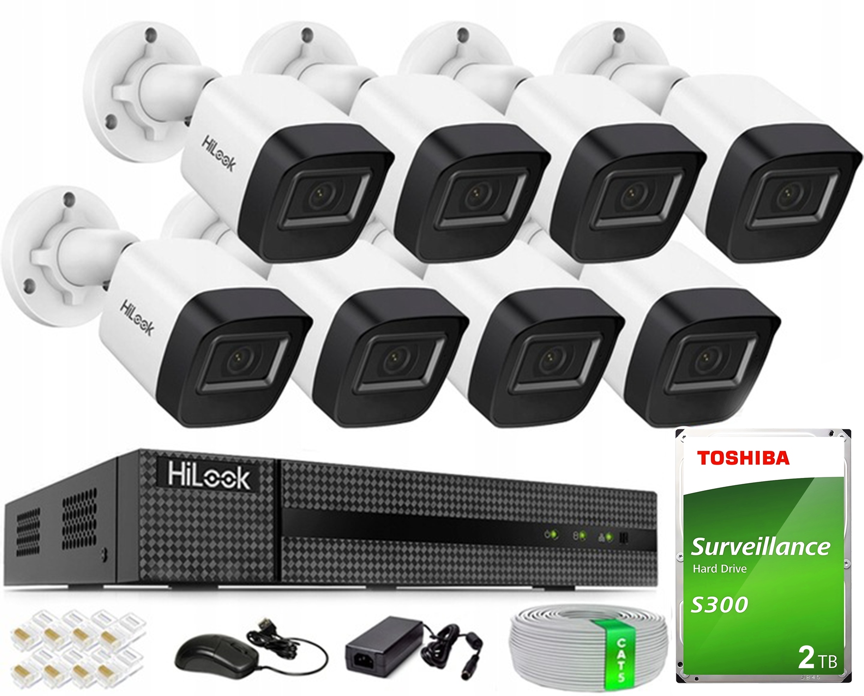 Sada na monitorovanie 8 kamier 4MPx PoE HiLook IPCAM-B4-P Externá 2TB
