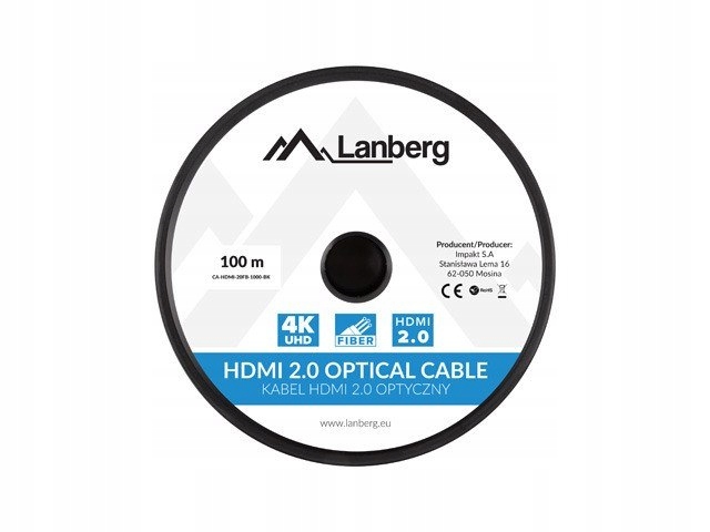 Kabel Hdmi M/M V2.0 100M Czarny Optyczny Aoc Lanberg