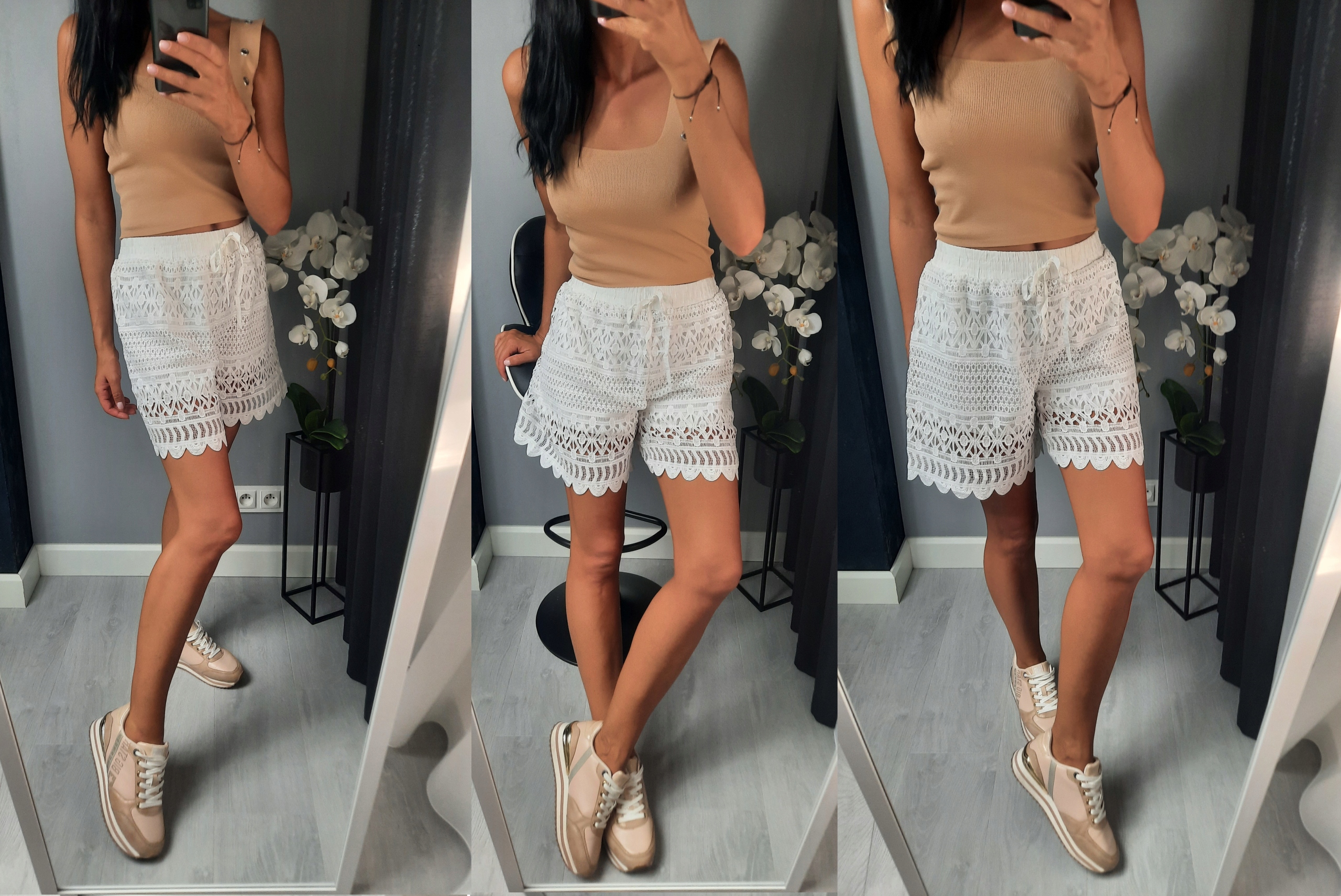 Spodenki, szorty koronkowe, z wysokim stanem, RÓŻNE KOLORKI L/XL_(40/42) Rozmiar L/XL