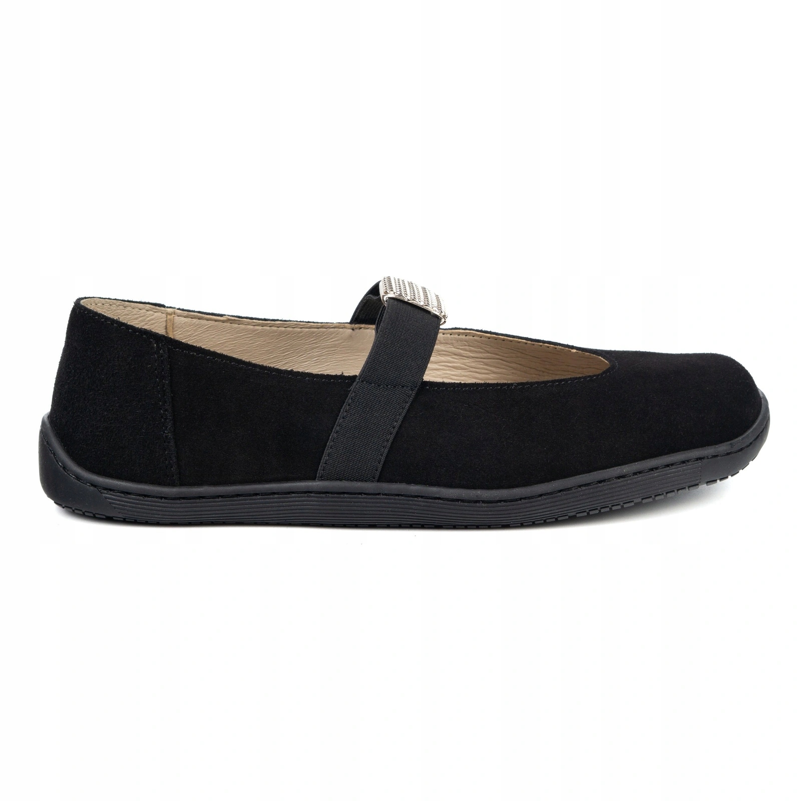 Dámské kožené baleríny Mary Jane s černým barefoot páskem, velikost 42