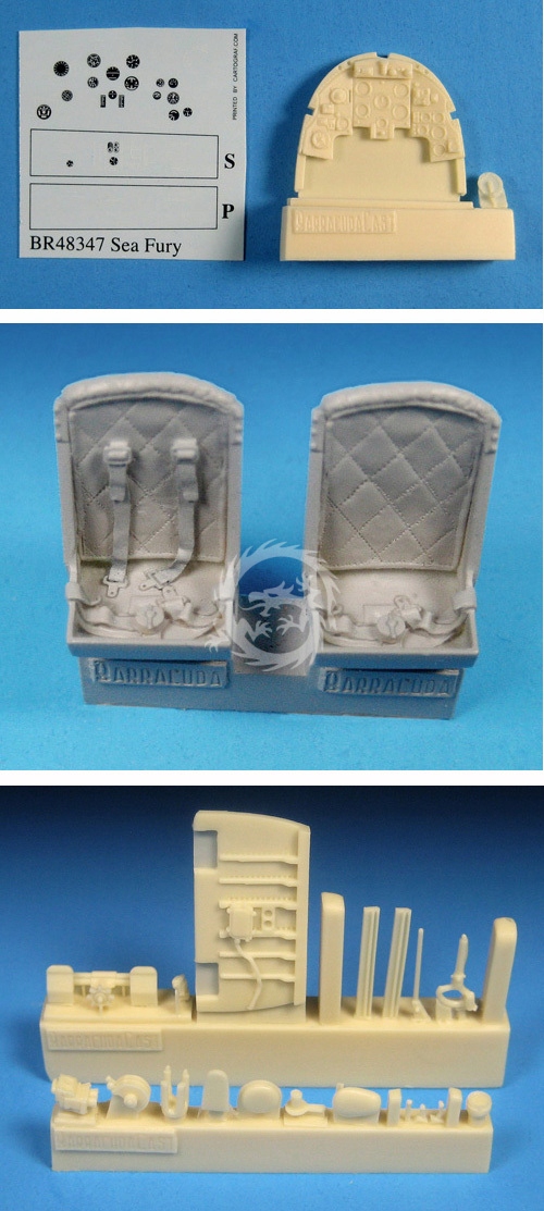 Kompletní sada kokpitu Hawker Sea Fury BarracudaCast BR48347 v měřítku 1/48