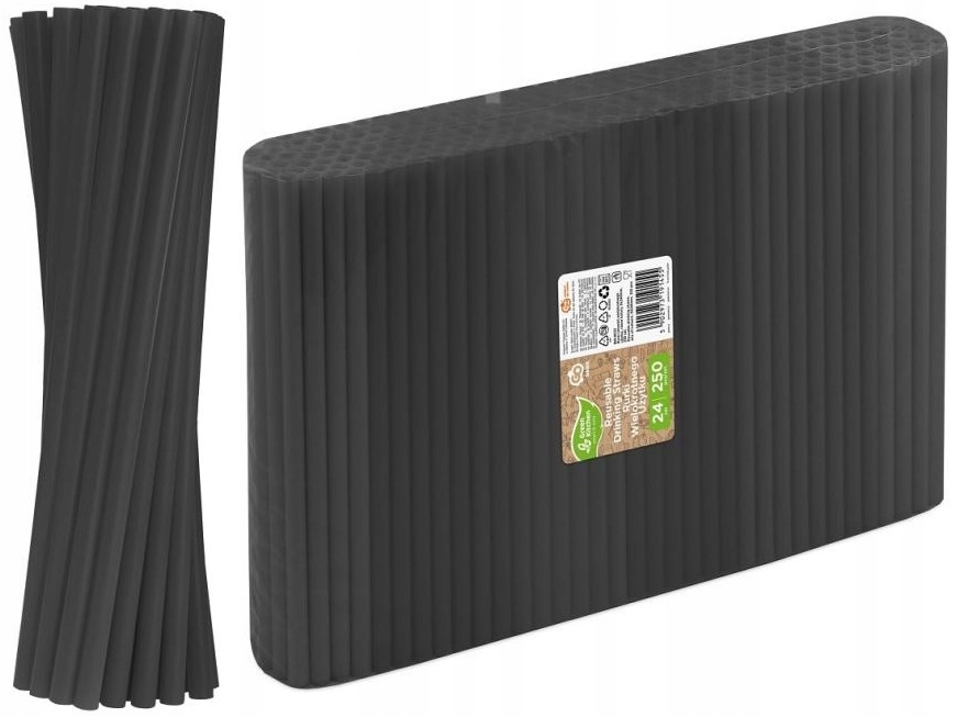 SŁOMKI PLASTIKOWE SHAKE EKO CZARNE jumbo 250 SZT