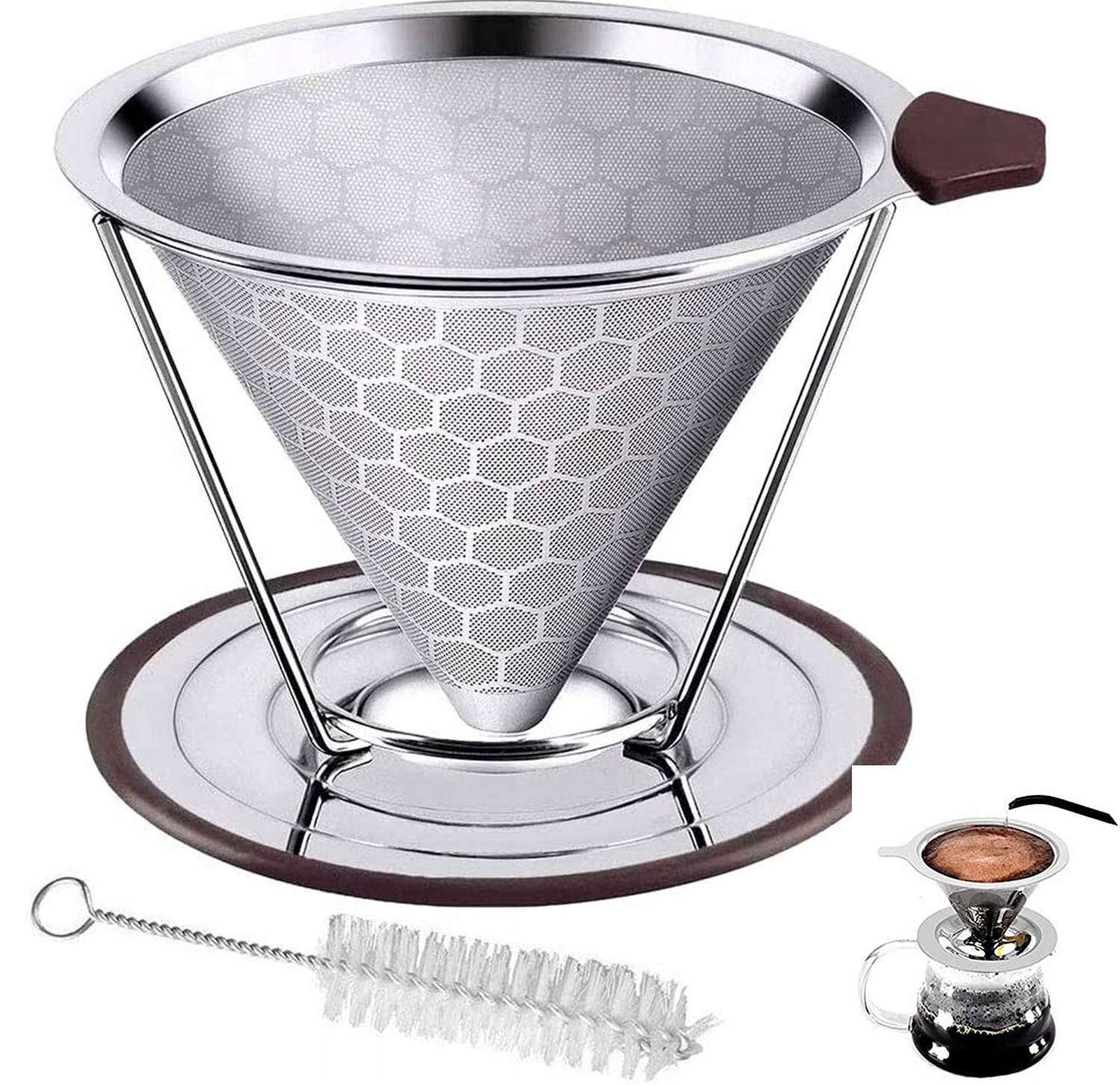 Filtr Zaparzacz Do Kawy Dripper Lejek Sitko Srebrn (5785689) • Cena