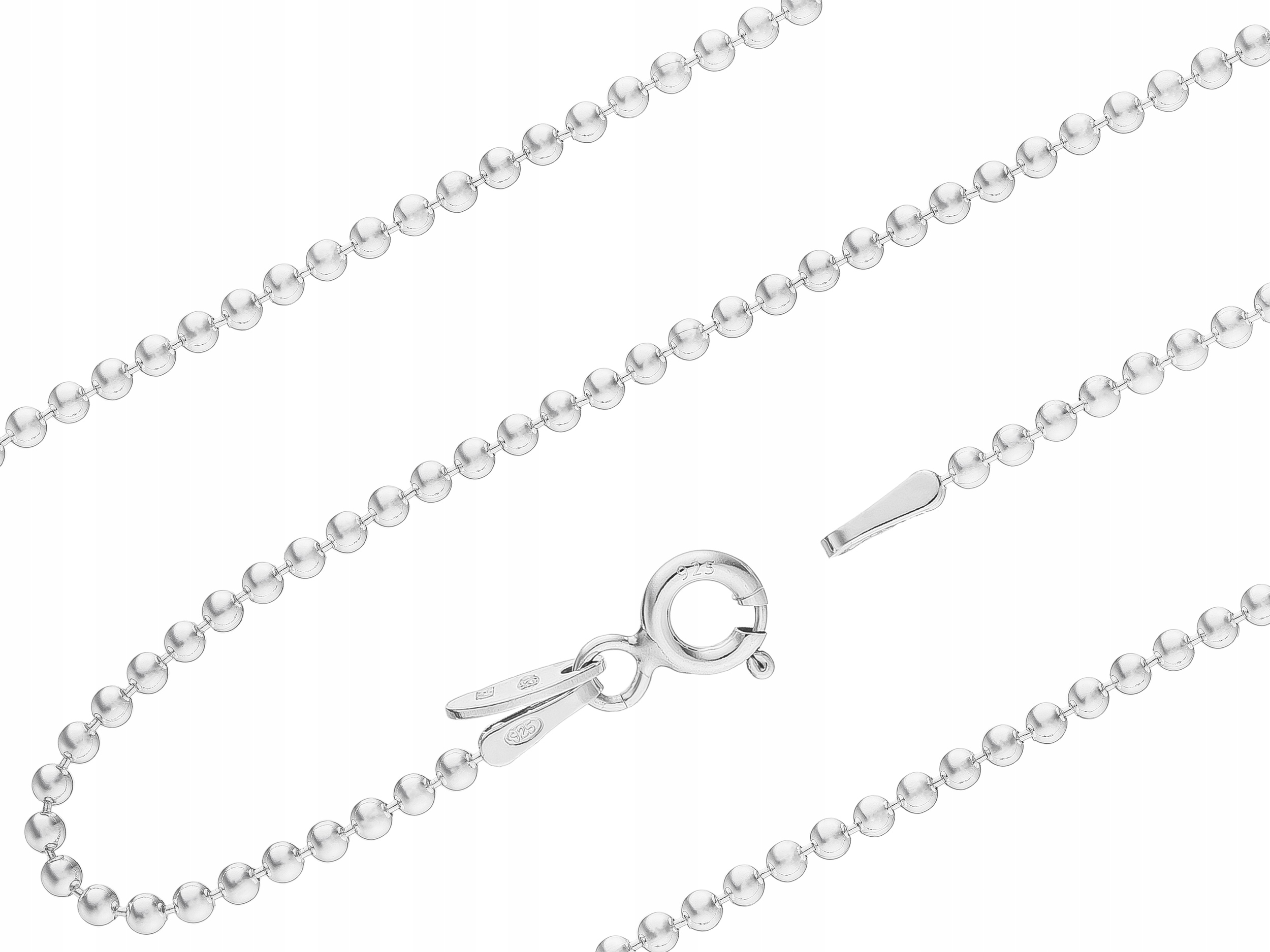 Krátký Stříbrný Klasický Ozdobný Řetízek Kuličkový Kuličky 1,6mm Choker 32 cm