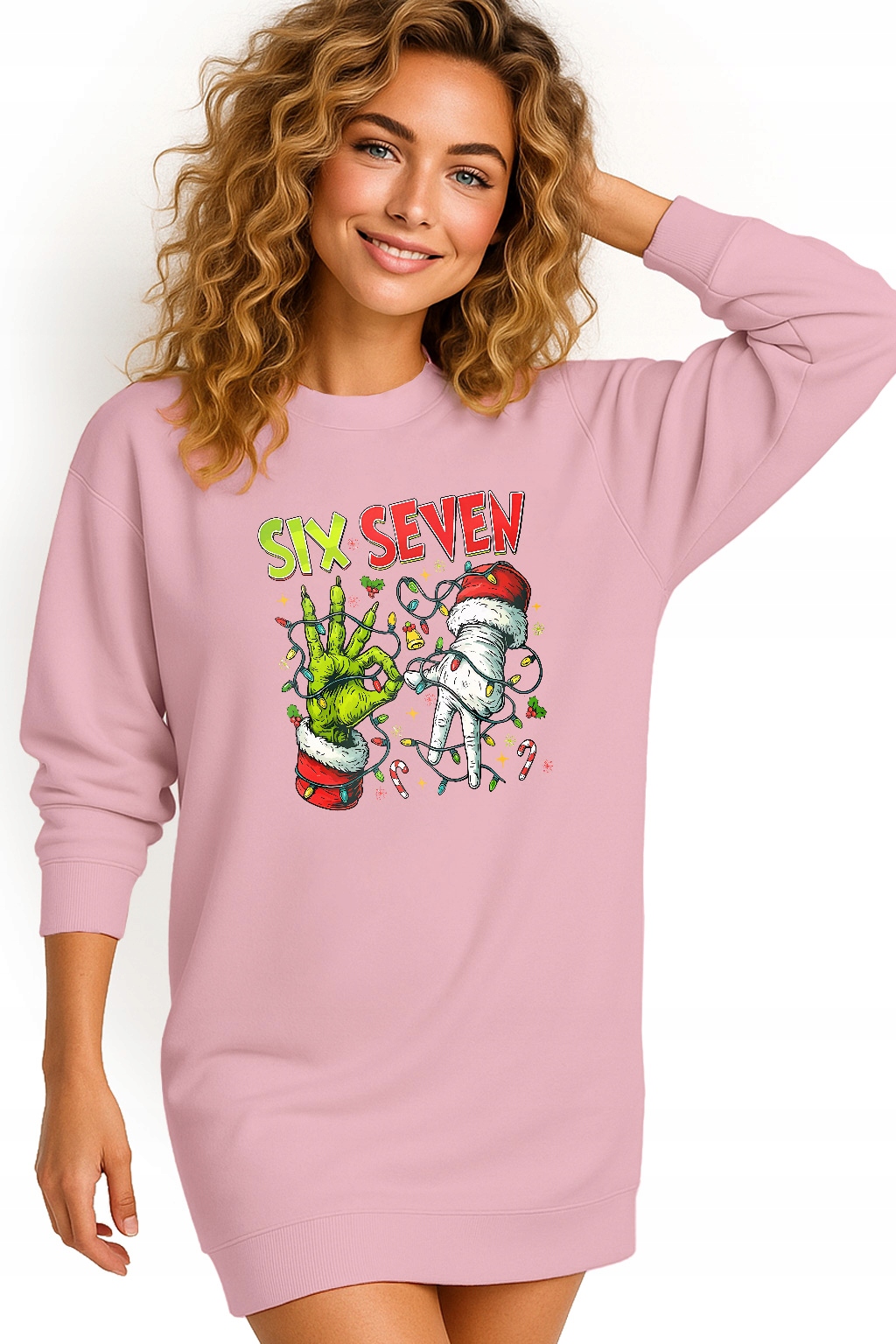 Mikina Dámská Vánoční Oversize Šaty Six Seven 67 Grinch Dárek XXL