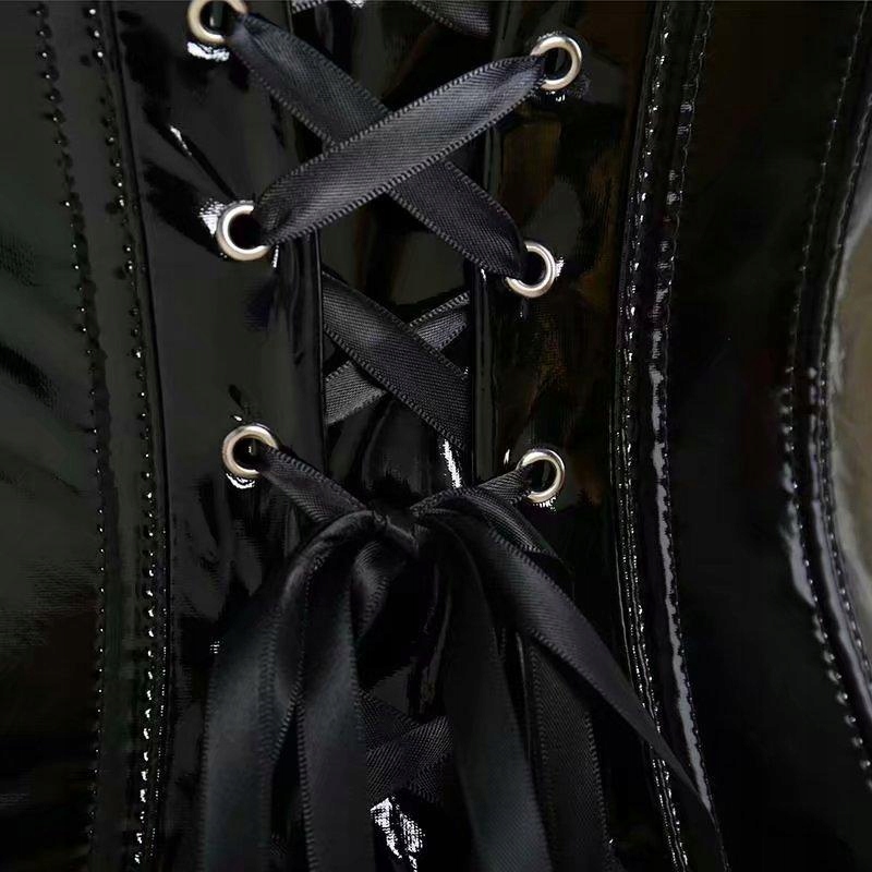 Czarny GORSET LATEKSOWY damski pas gorsetowy Z LATEKSU Latex body damskie S Materiał dominujący elastan