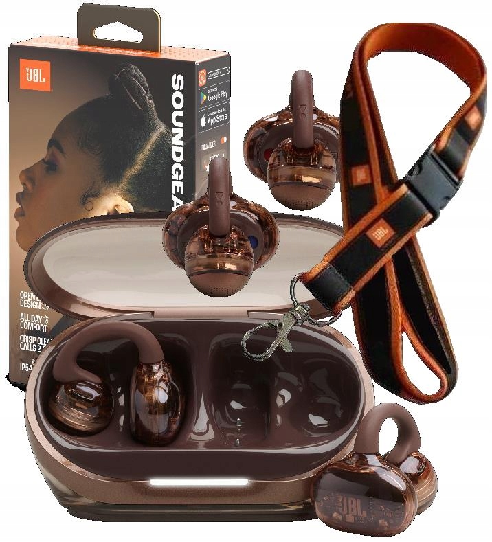 Jbl Soundgear Clips Beżowo Brązowe Słuchawki Z Przewodnictwem Powietrznym