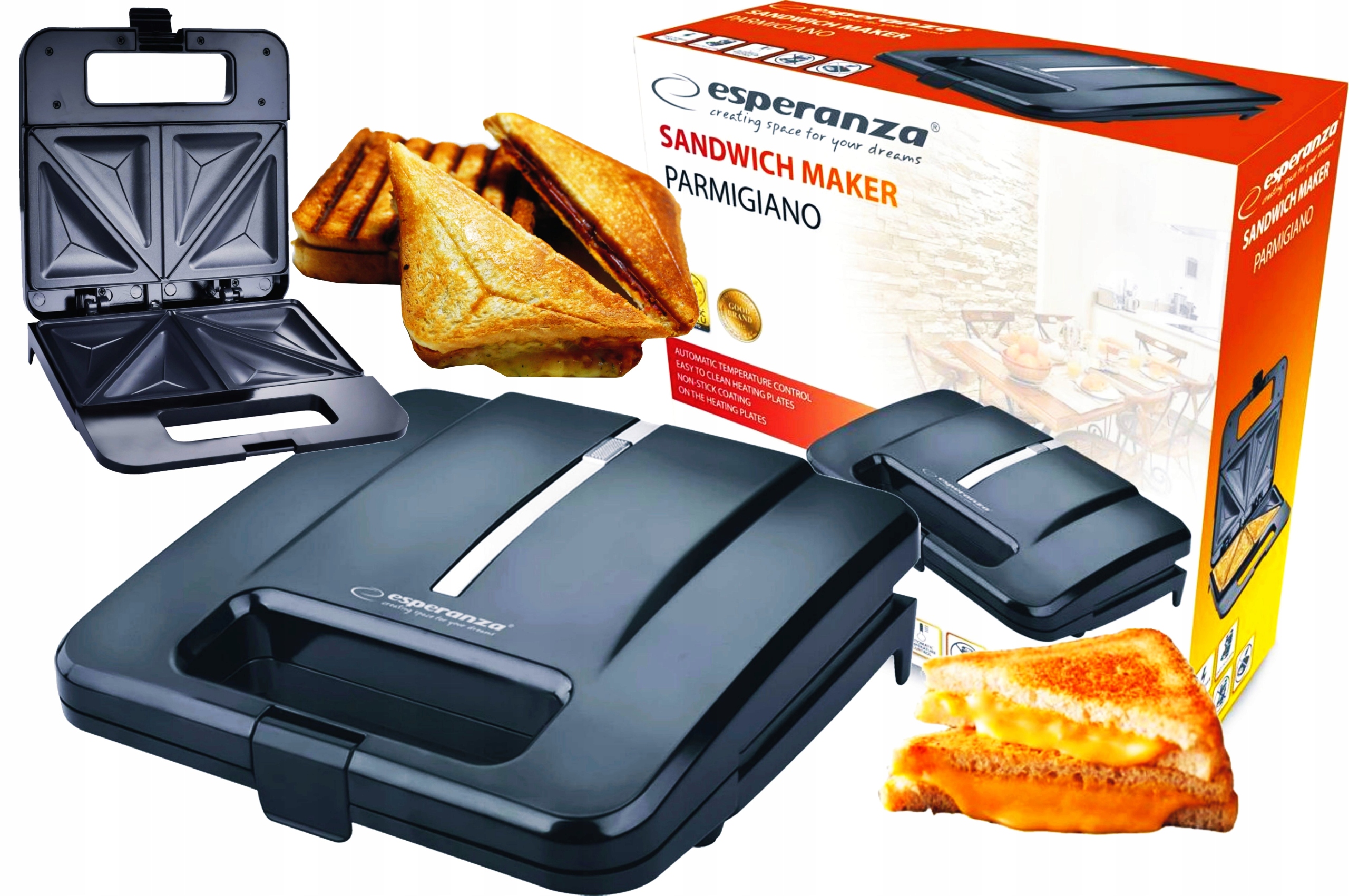 TOSTER OPIEKACZ DO KANAPEK TOSTÓW SANDWICH 1000W EAN (GTIN) 5901299954508