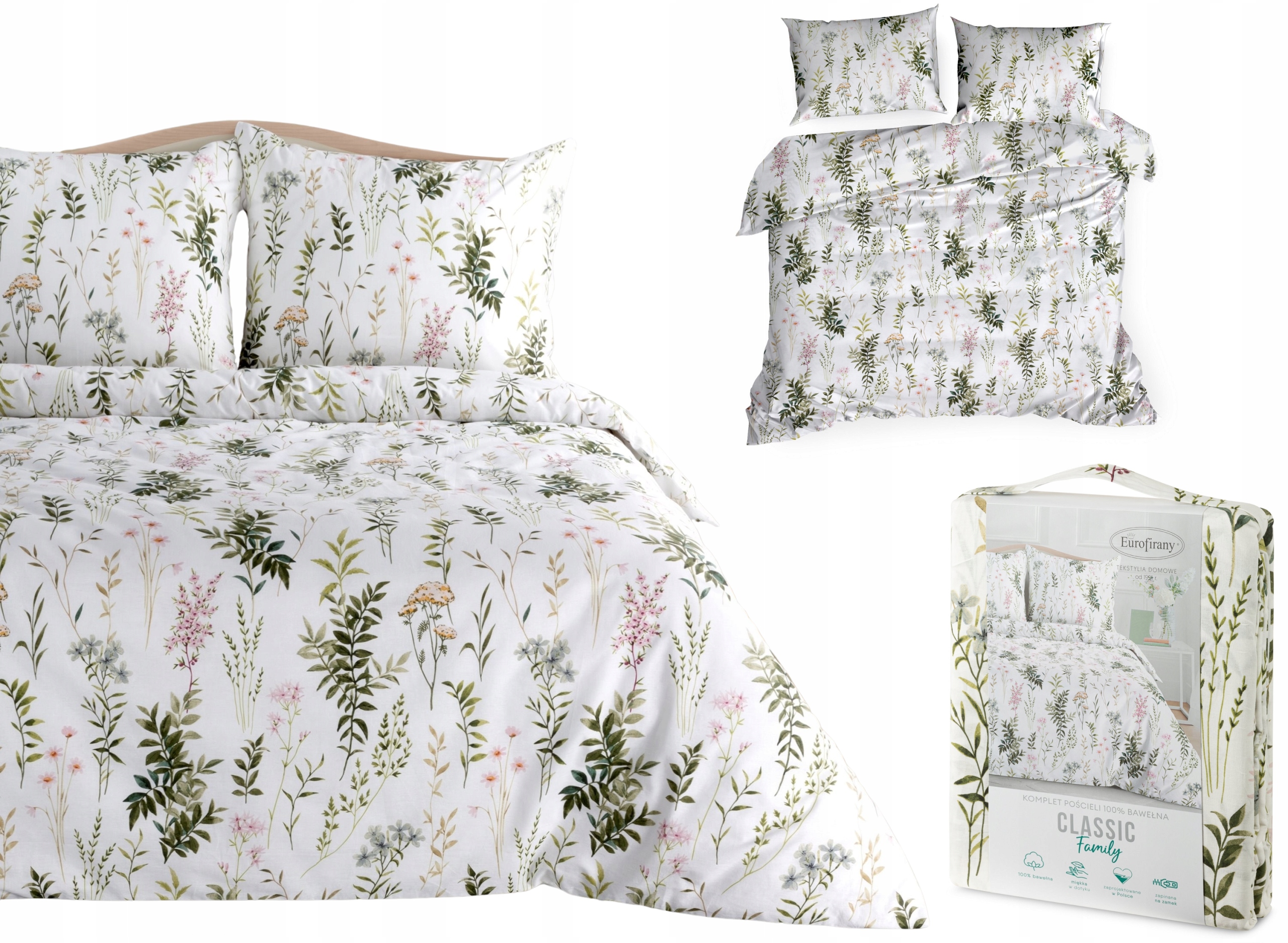 Pościel Bawełniana W Kwiaty 200x220 Vaness 100% Bawełna Eurofirany Komplet