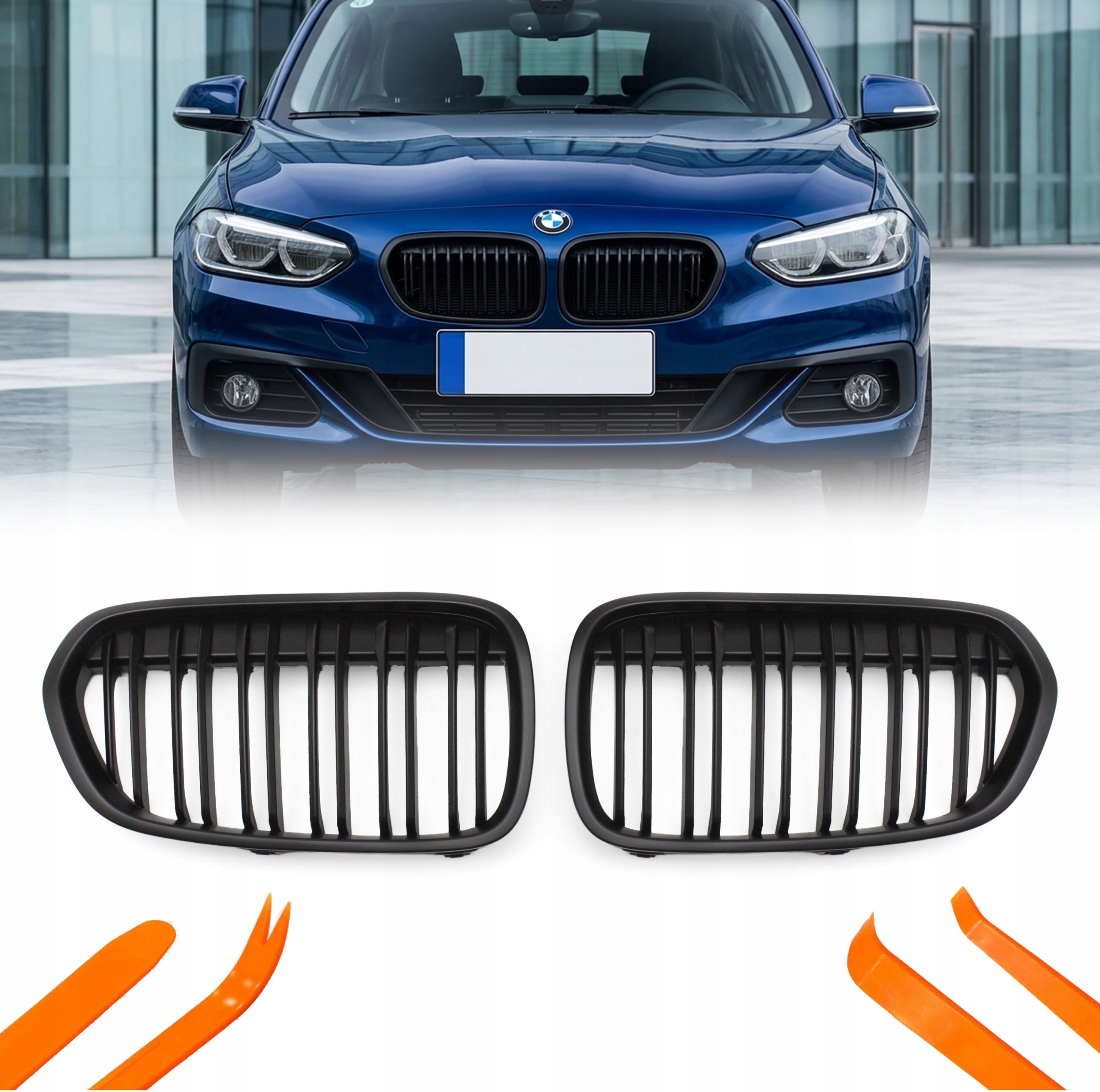 Atrapa Gril Ledvinky Bmw 1 F52 Černý Mat 2 Žebra 2016-2021