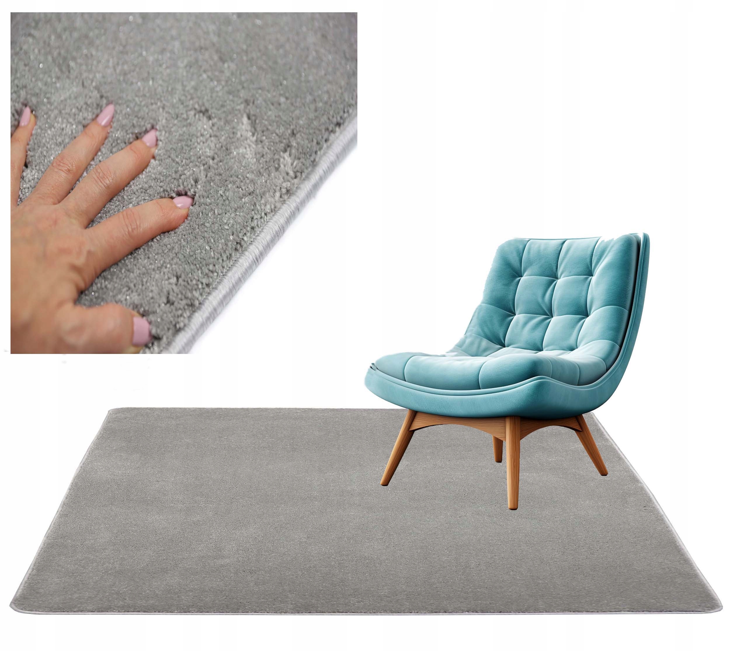 Koberec Lesklý Glamur Hustý Šedý Se Stříbrnou Nití Silný 120X180