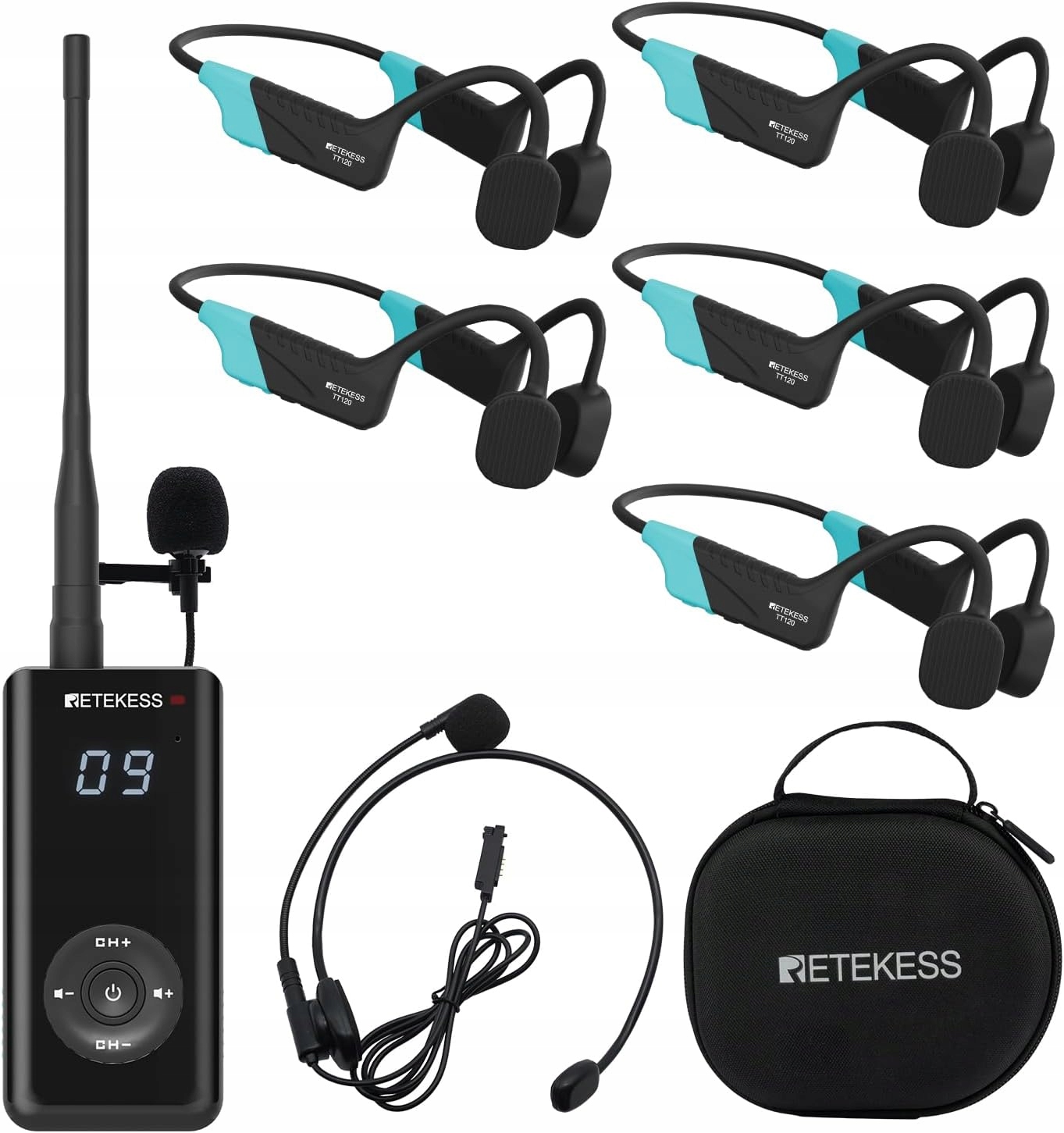 Retekess TT120 Komunikator dla Trenera Pływania, Wodoodporne Słuchawki Pływackie IP68