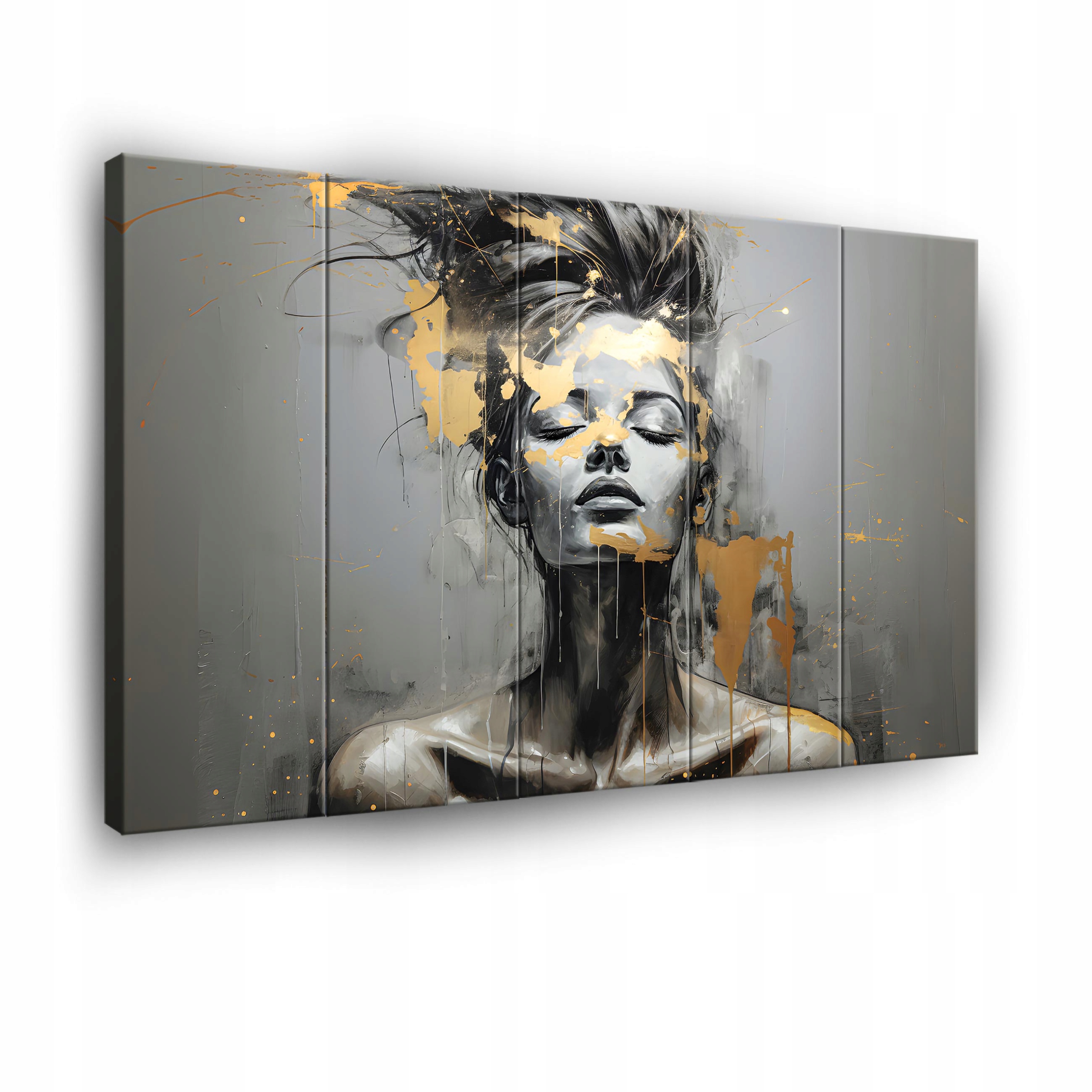 Obraz Žena Šedá Zlatá Na Plátne Stena 5 Častí Spálňa 150x100
